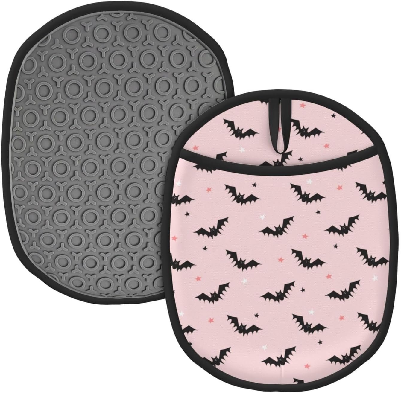 Halloween Spooktacular Potholders Cats Bats Pinks in Silicone Heat-Resistant Design