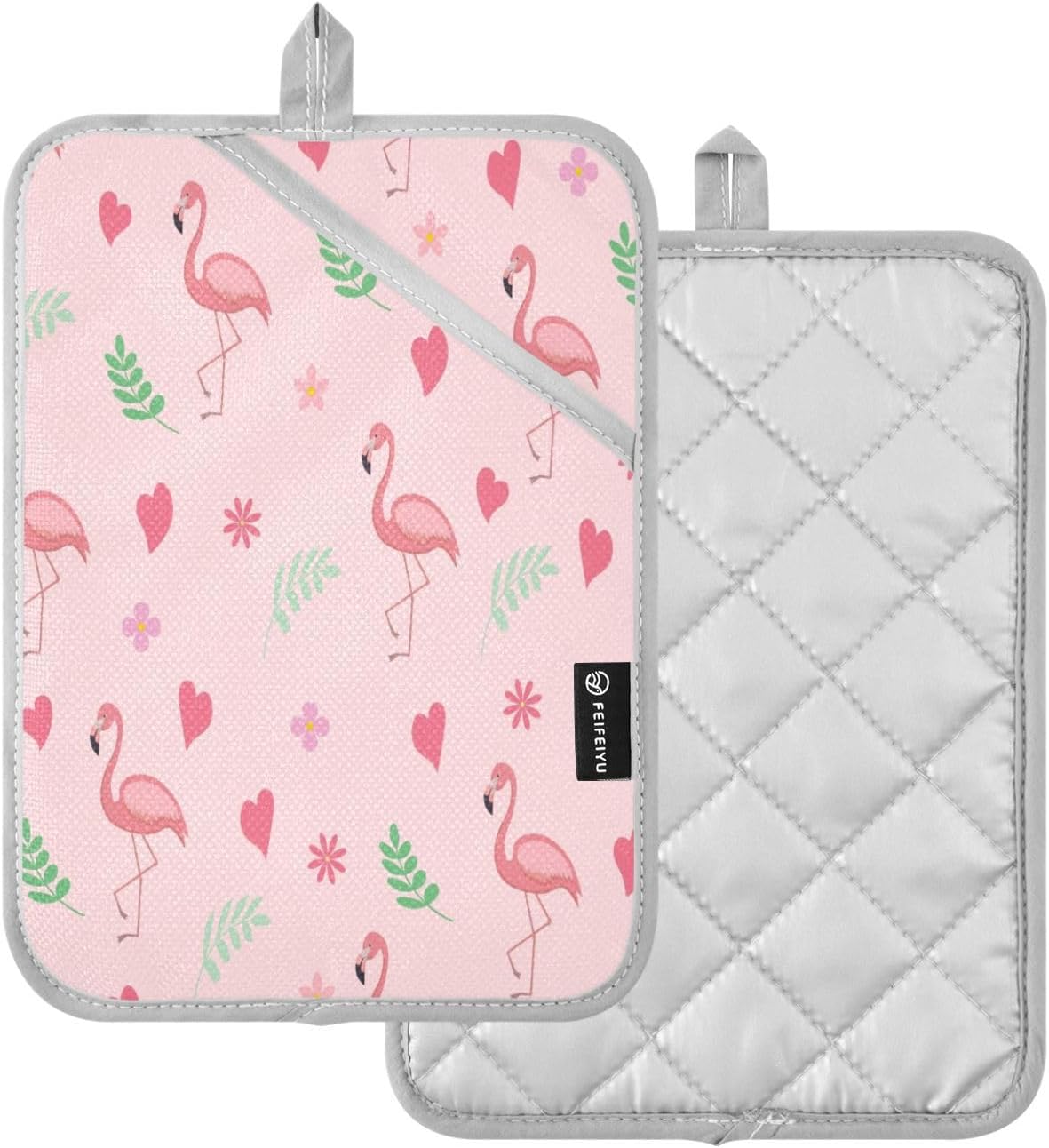 Bright Pink Flamingo Potholders Heat-Resistant Oven Mitts for Cooking Baking