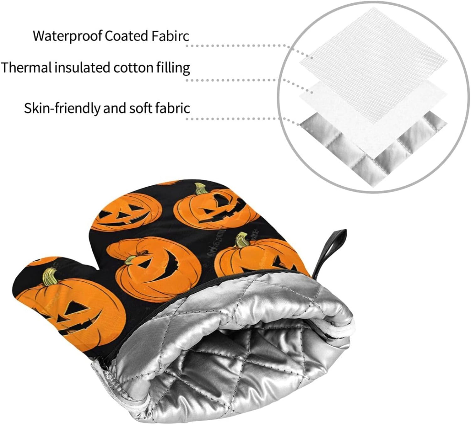 Vuiopuf Halloween Pumpkin Oven Mitts 4-Piece Set
