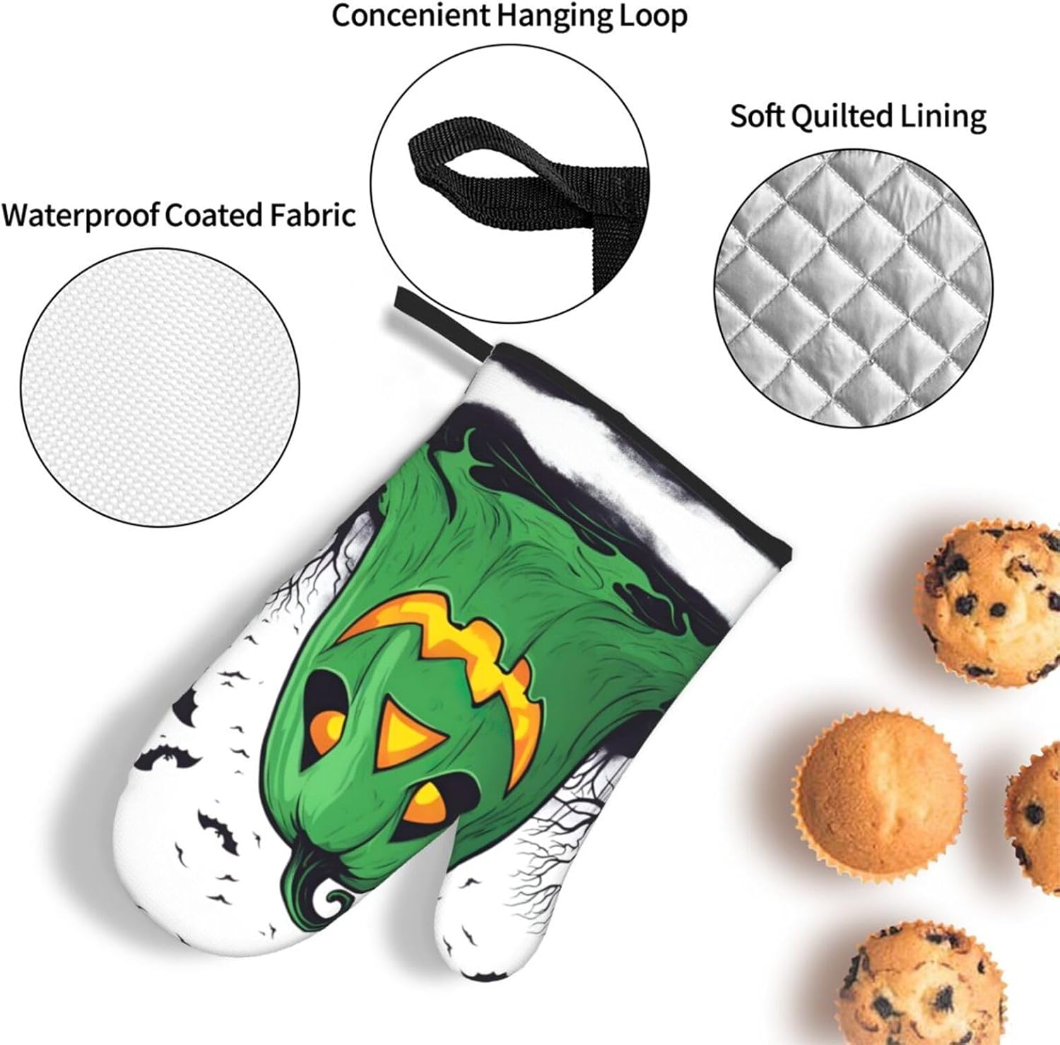 Thermal Oven Mitts for Halloween Heat-Resistant Kitchen Pots Grills