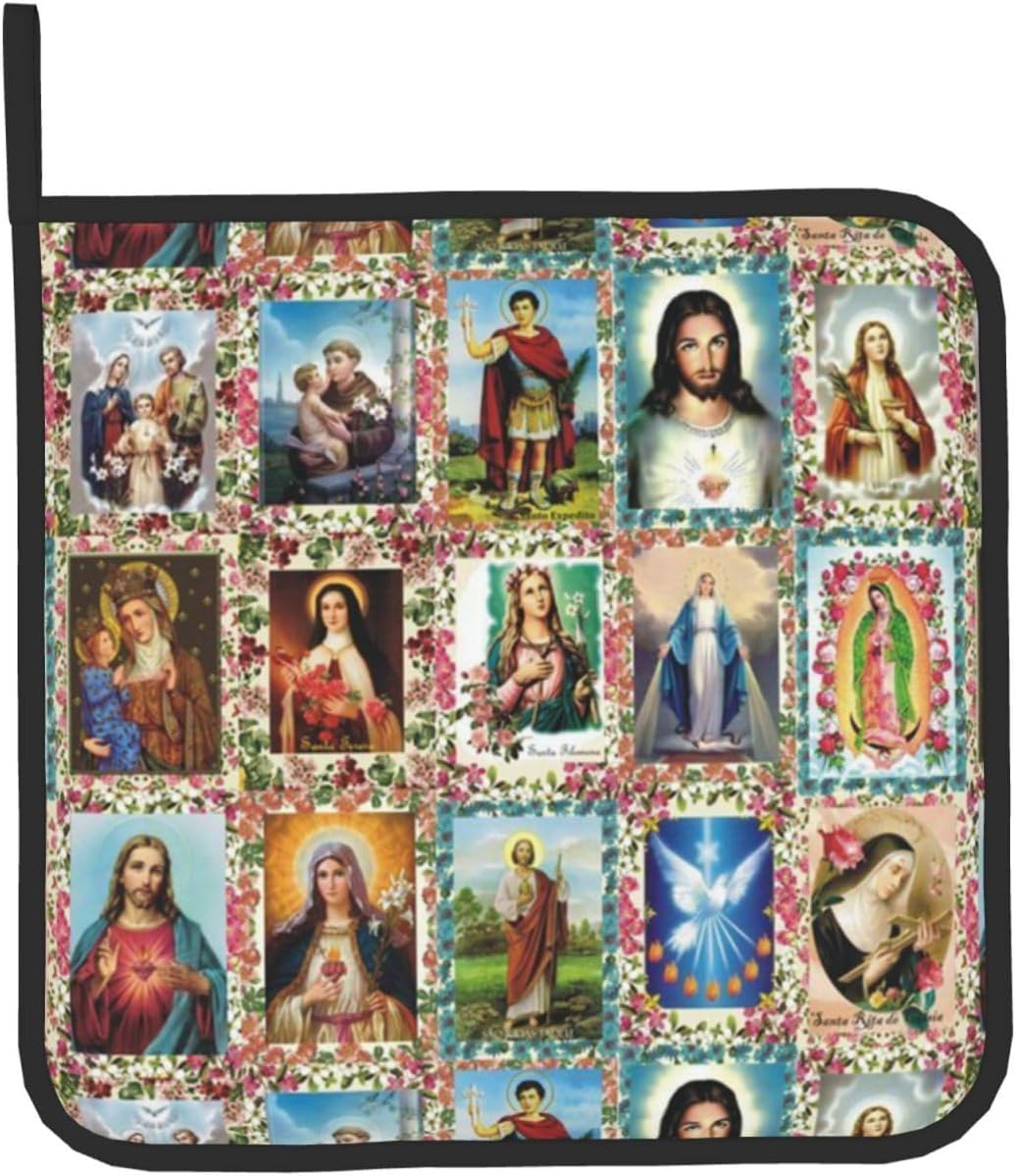 Catholic Saints Oven Mitts Pot Holders Heat-Resistant Fasty Functional