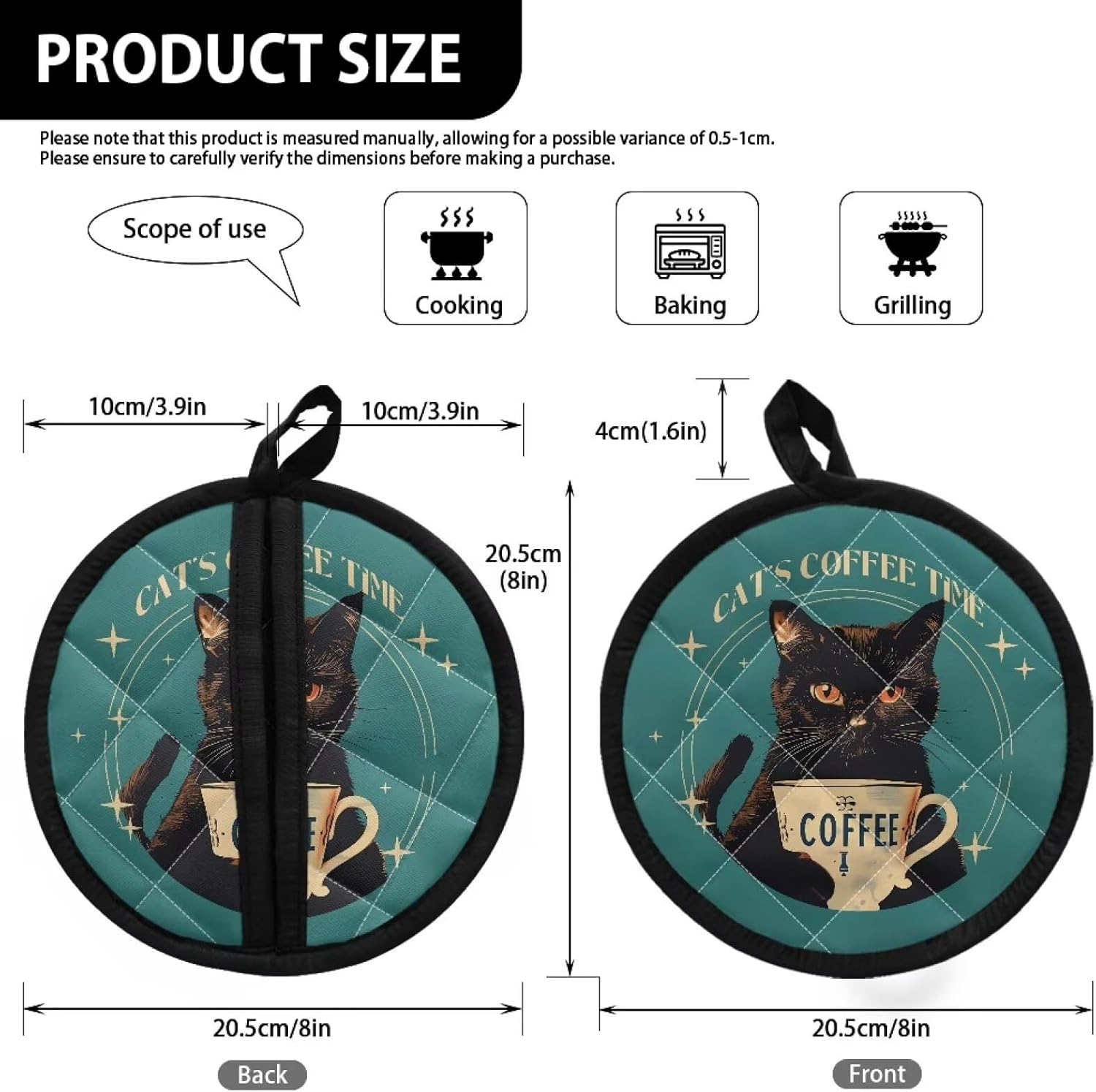 2-in-1 Heat Resistant Pot Holder Set for Cooking Baking