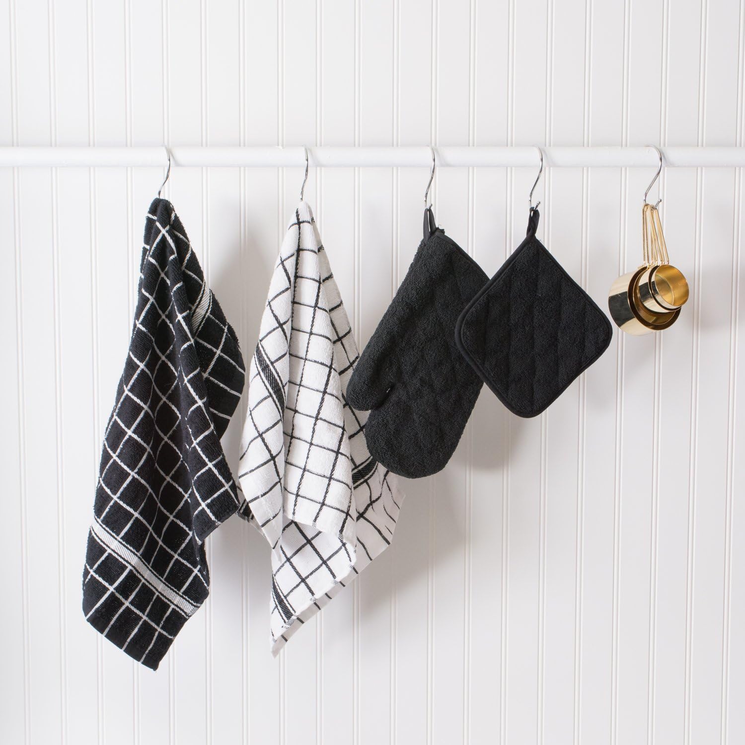 Versatile Safe 3-Piece Cotton Potholders Set Black