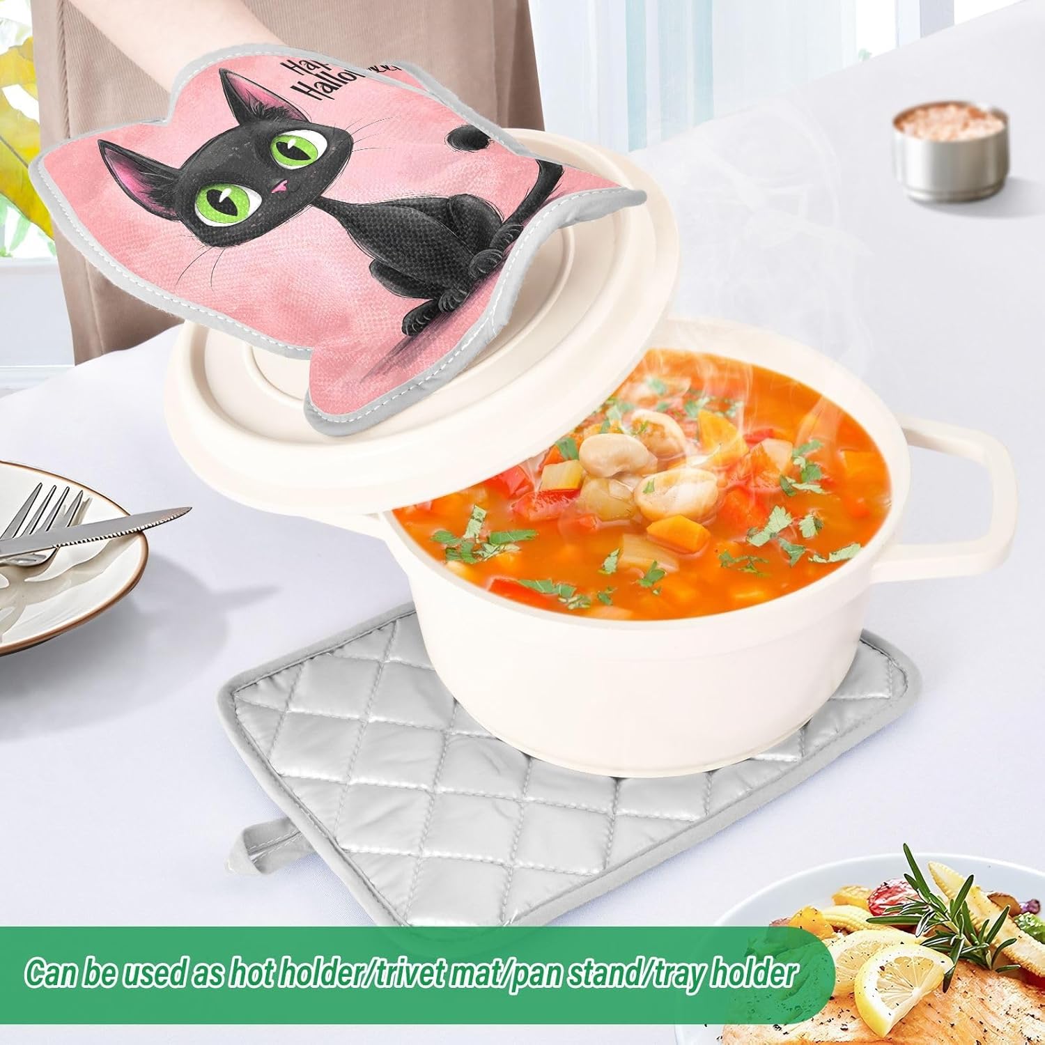 Halloween Cat Pot Holder 2-Piece Set