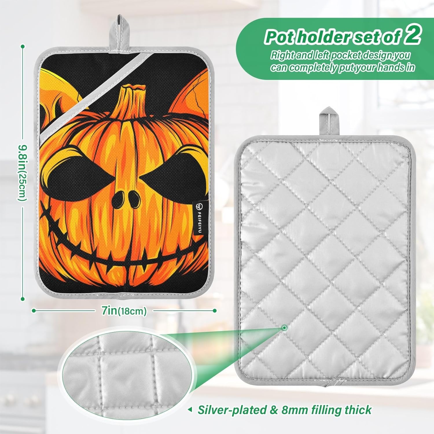 Halloween-small pumpkin skeleton heat-resistant pot holders kitchen mitts