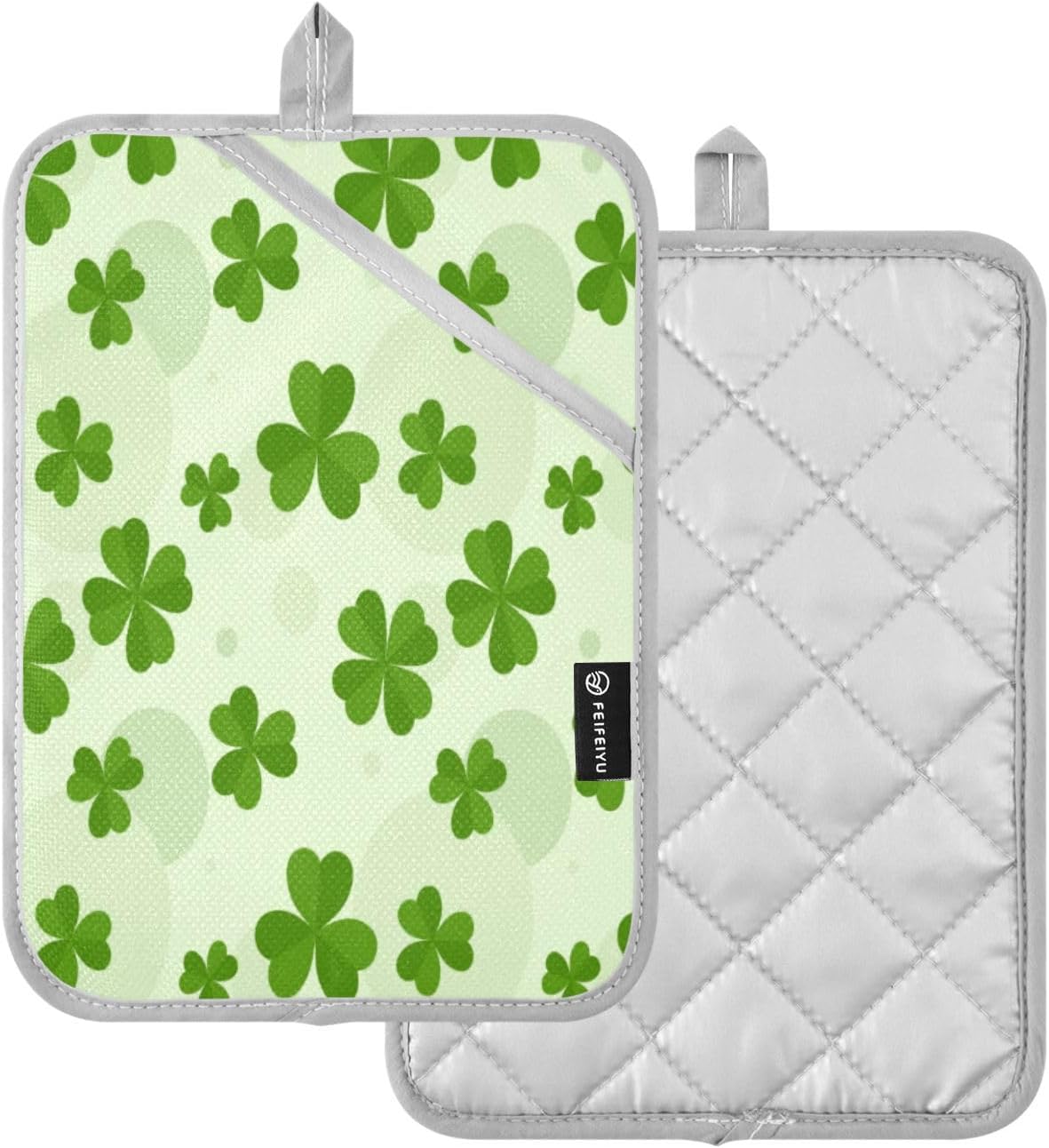 Kcldeci Green Tri Leaf 2-Pack POTHOLDER SET