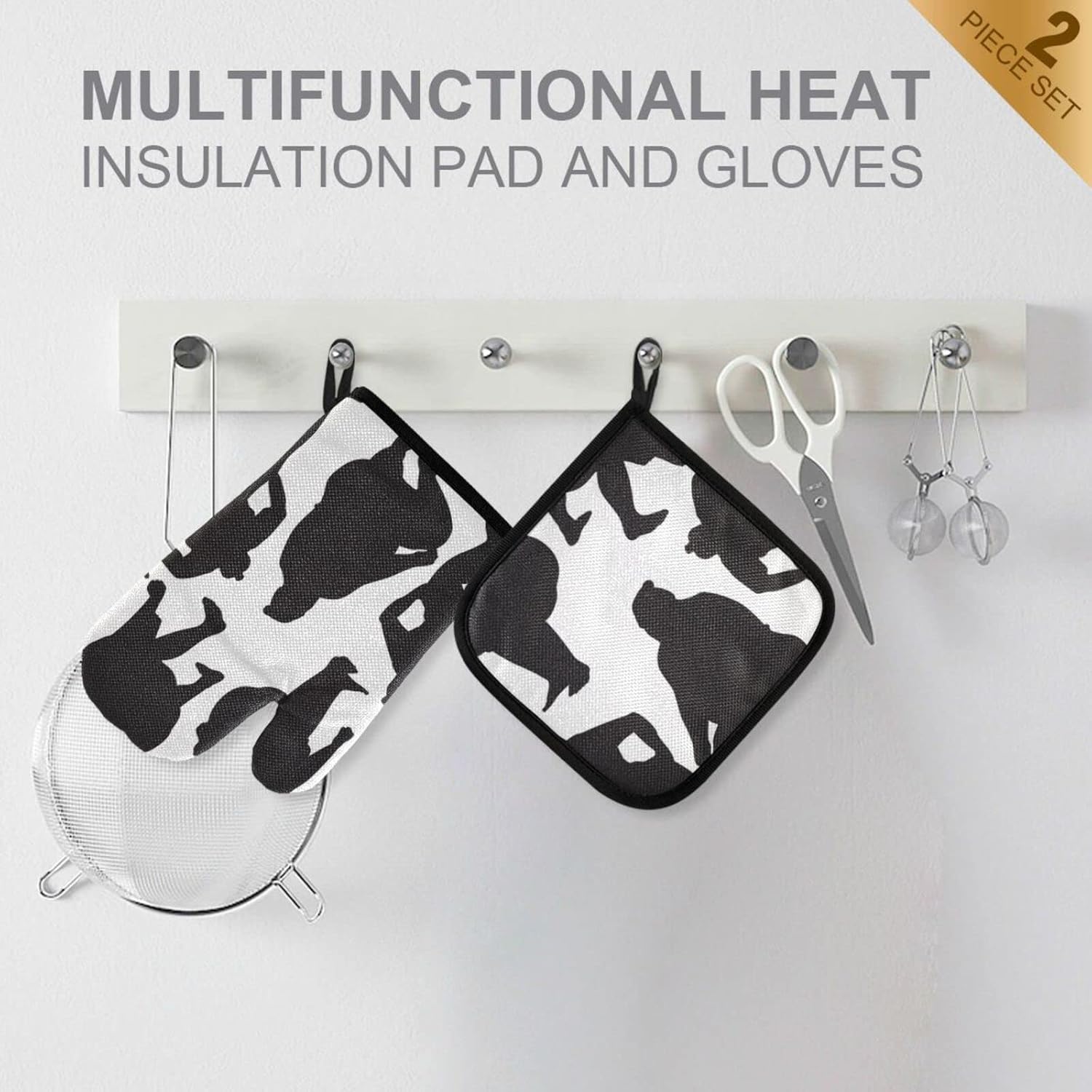 Exnundod Japanese Sumo Wrestlers Oven Mitts and Pot Holders Set