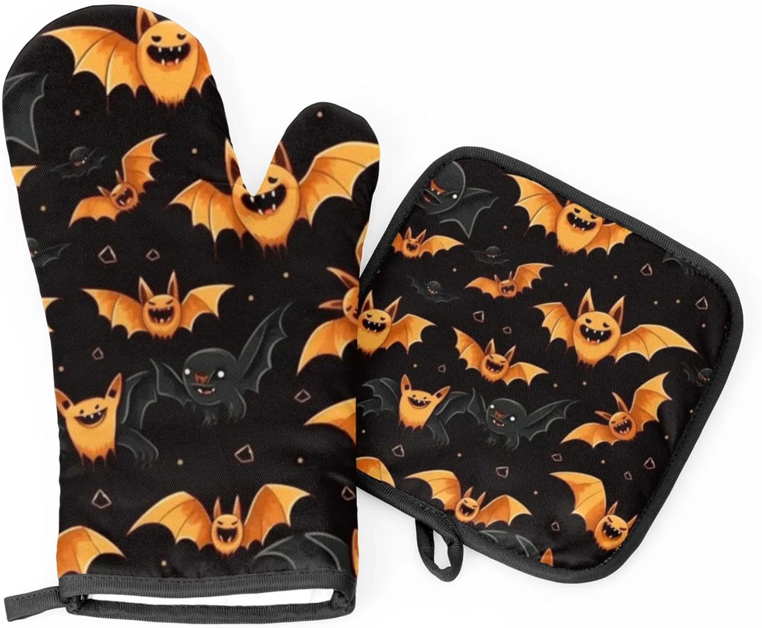 Cute Halloween Bat Oven Mitts Pot Holder Set of 2