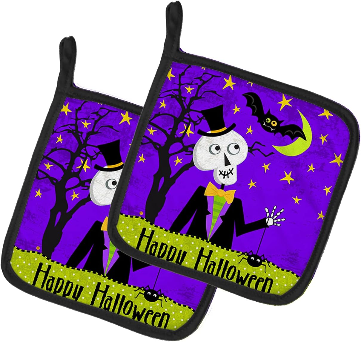 Happy Halloween Skeleton Pot Holder Pair