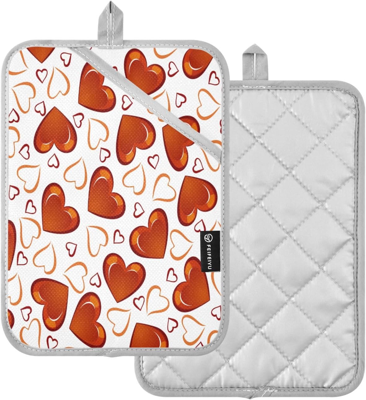 Kcldeci Red Hearts 2-Pack Pot Holder Set