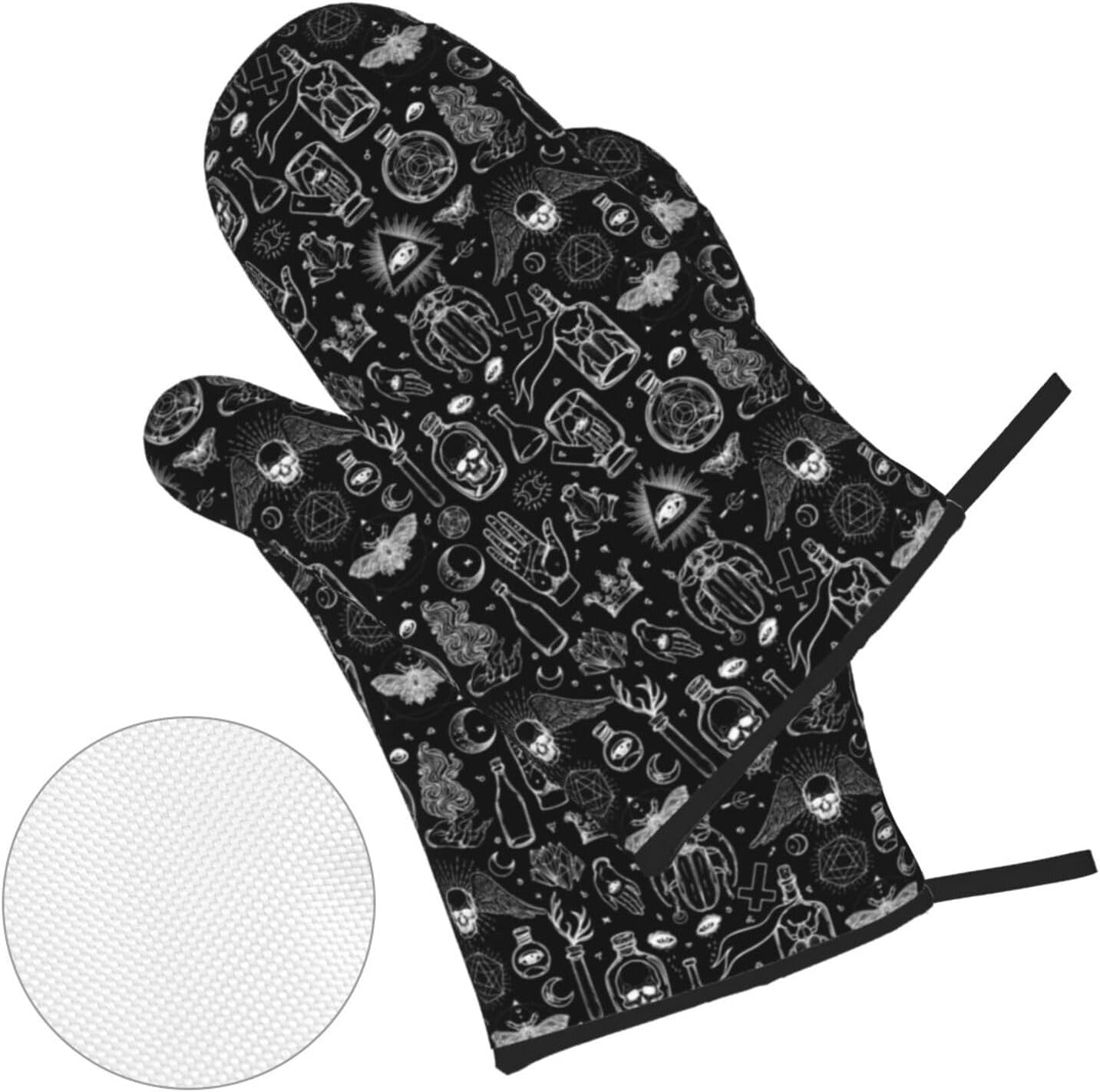 Gothic Skull Halloween Oven Mitts Set of 4