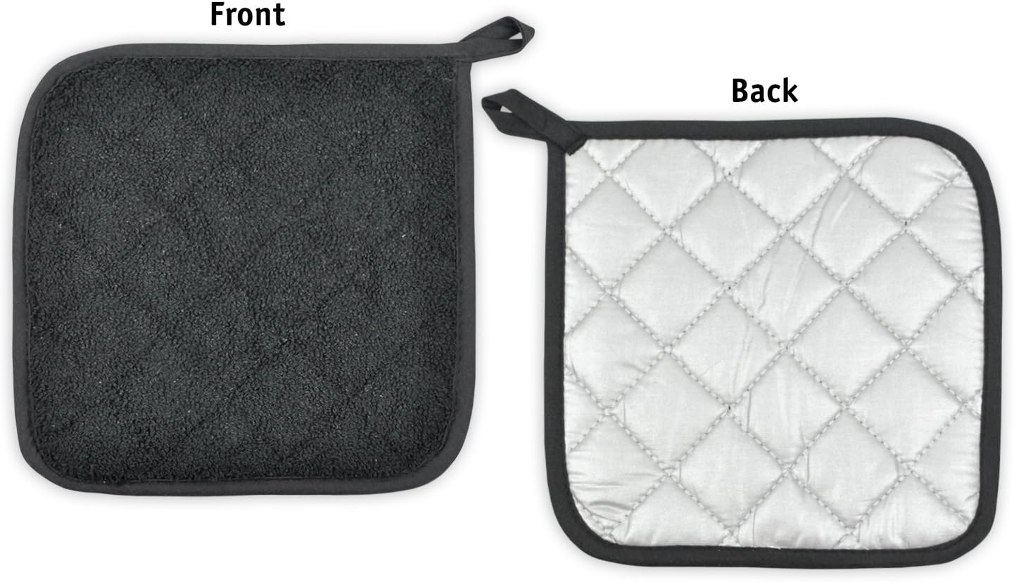 Versatile Safe 3-Piece Cotton Potholders Set Black