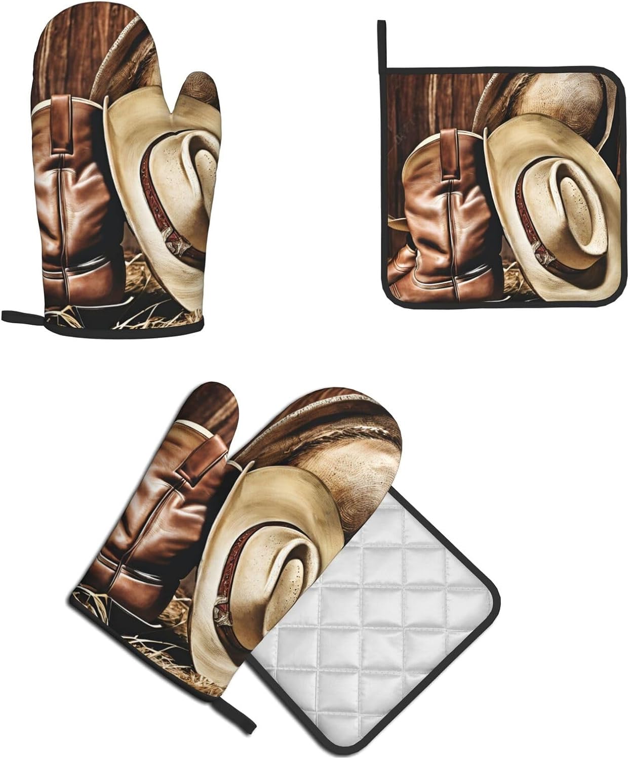 Fortified Cowboy Hat 2-Piece Oven Mitt Pot Holder Set