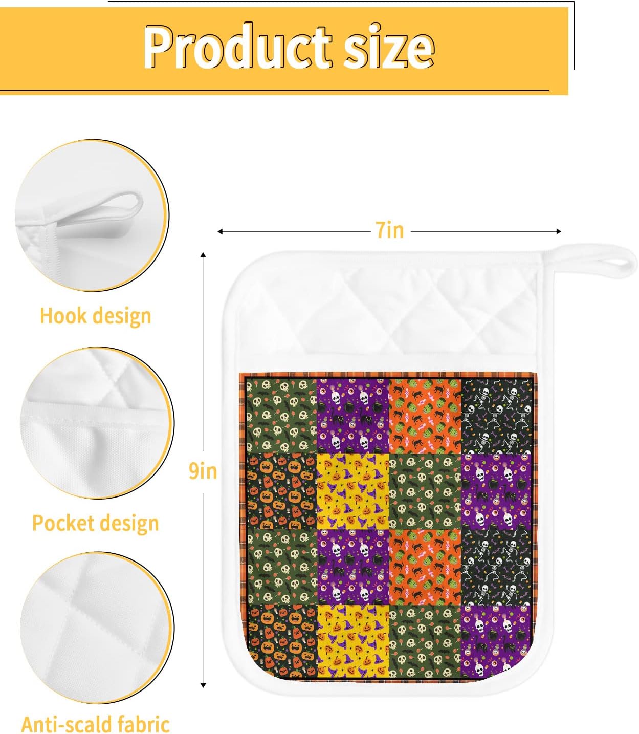 Happy Halloween Heat-Resistant Potholders for Kitchen Safety