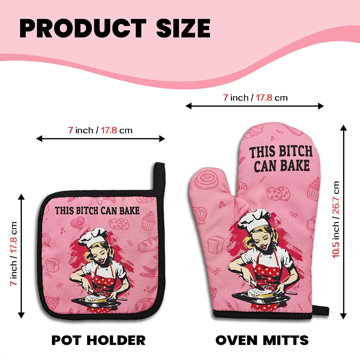 GOSJINN K - Funny Oven Mitts Pot Holders - Unique Kitchen Basket - 2x Set