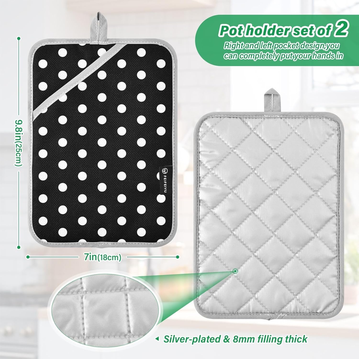 Dalzium Potholder Polka Dots Set Heat-Resistant