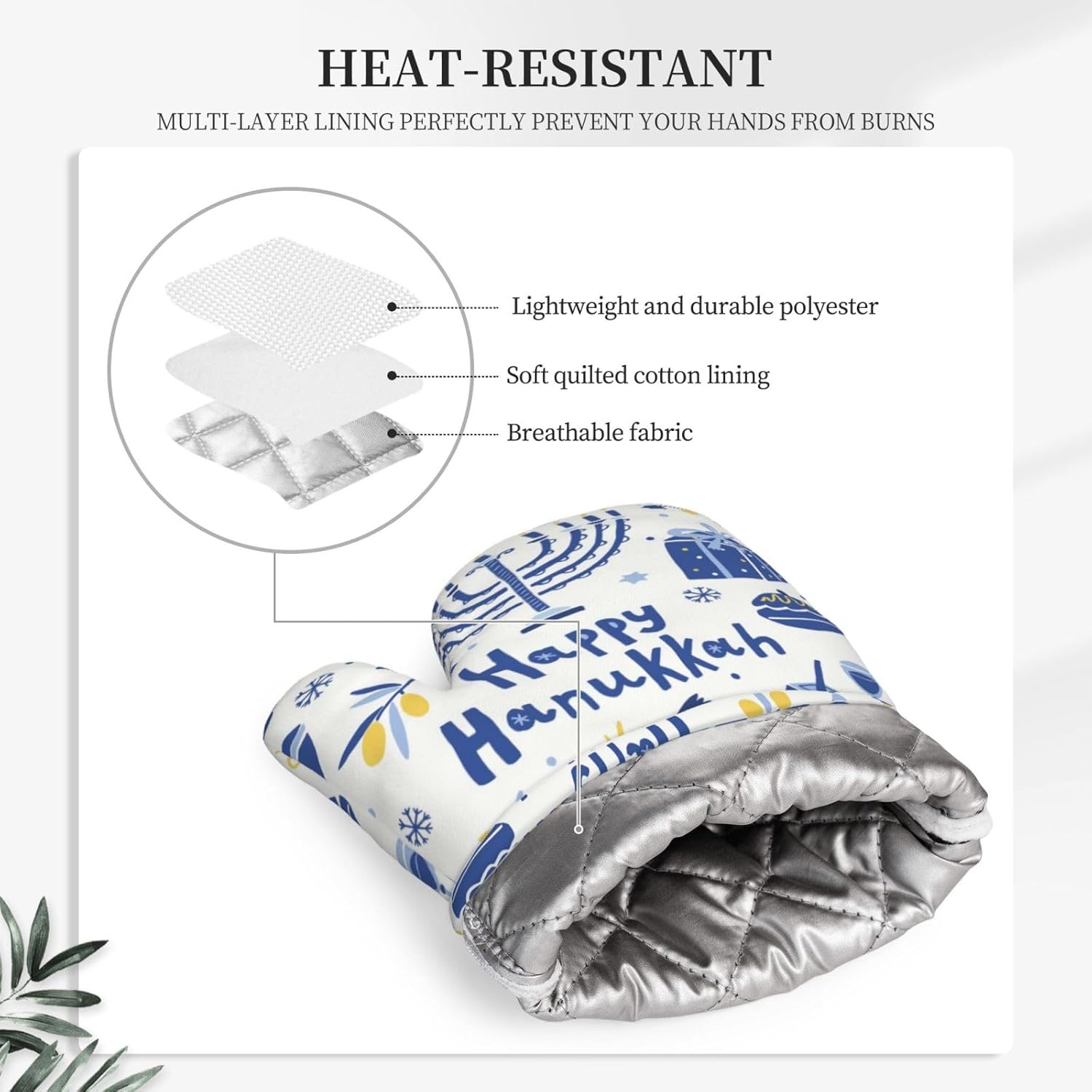 Happy Hanukkah Oven Mitts with Silicone