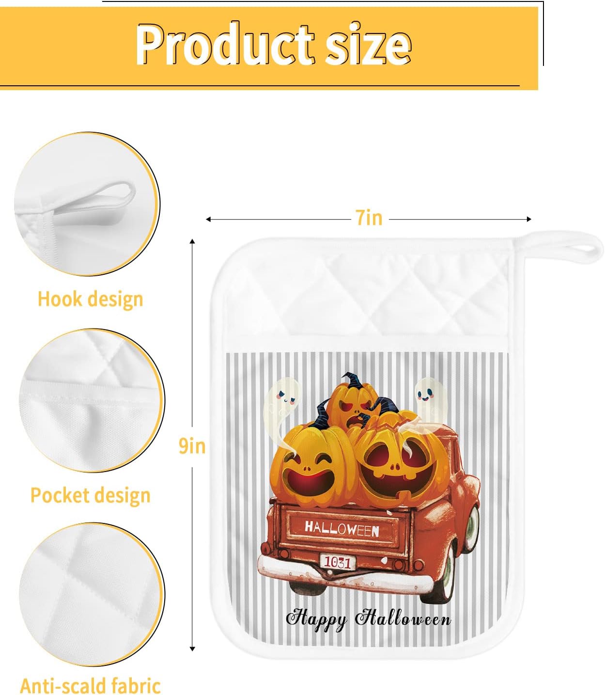 JasmineM Halloween Pumpkins Ghosts Potholders Set of 5