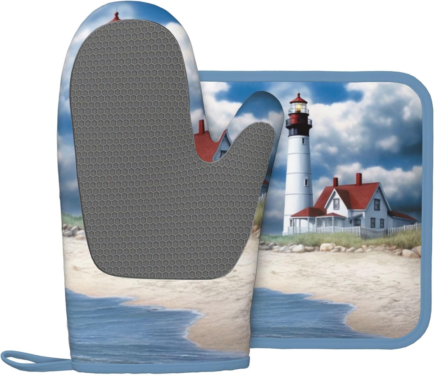 Oven Mitt Potholder Set - Denim Design Heat Resistant waterproof