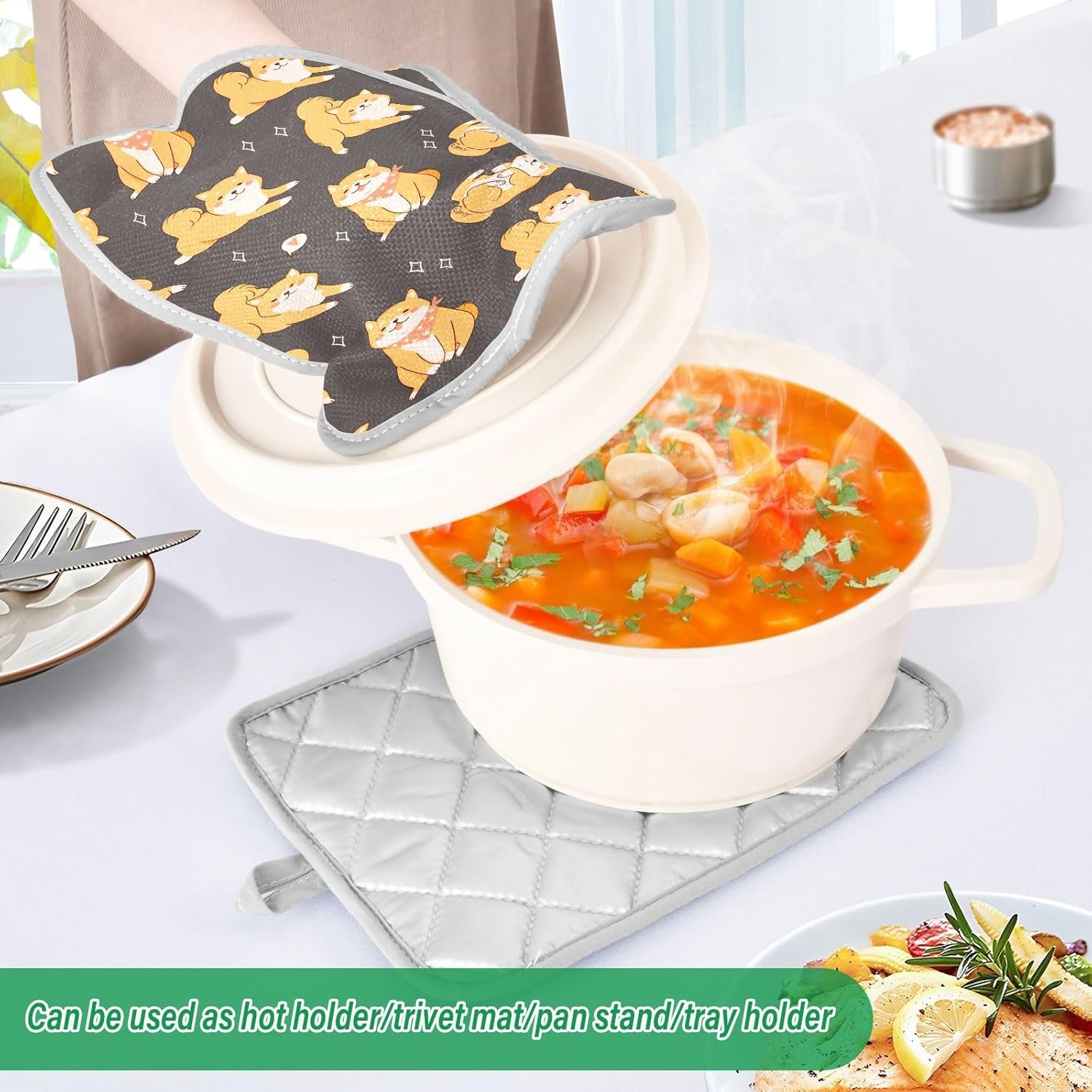 Double the Love Kawaii Shiba Inu Potholder Set to Protect Your Kitchen