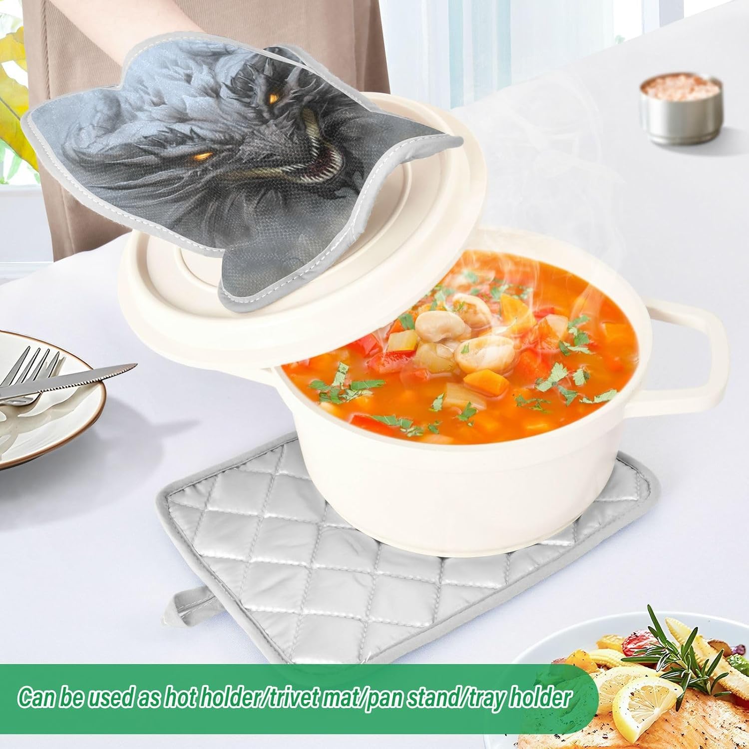 Kcldeci Dragon Head Oven Potholders Set