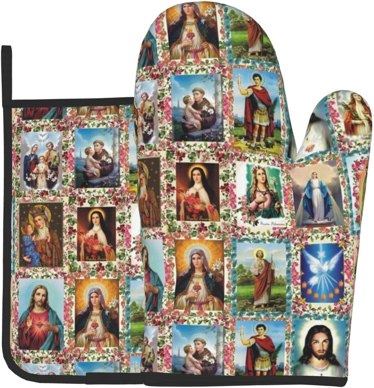 Catholic Saints Oven Mitts Pot Holders Heat-Resistant Fasty Functional