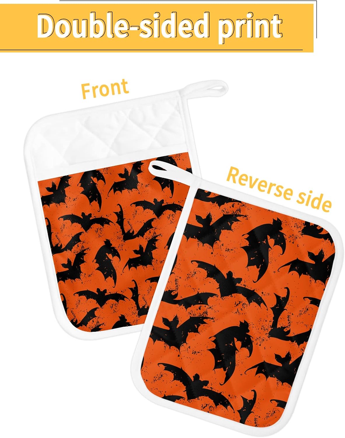 JasmineM Halloween Bat Potholders Set
