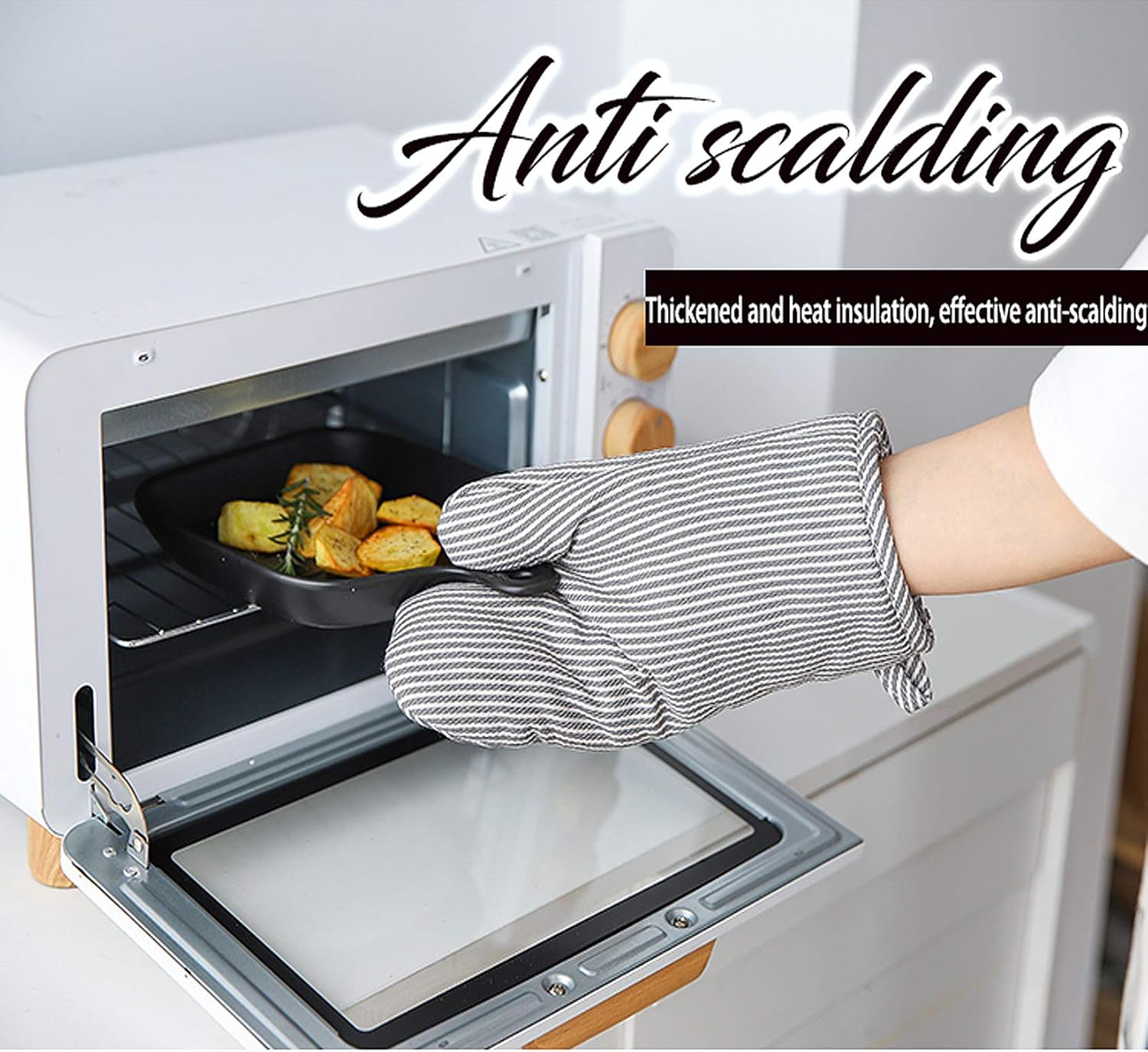 Safe Heat-Resistant 4-Piece Oven Mitts Pot Holders for Kitchen Use