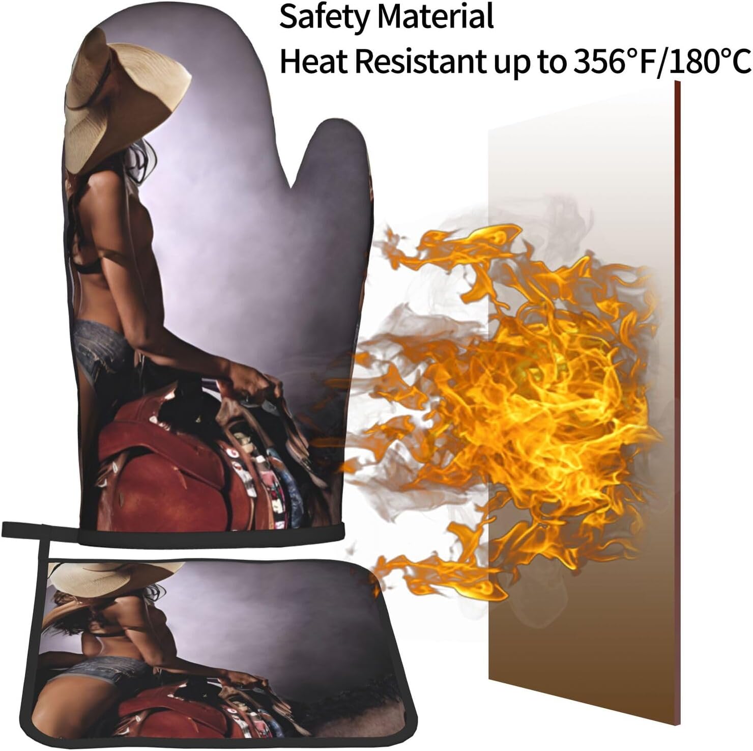 Quopvn Oven Mitts Pot Holders 2PCS Set Non-Slip Heat Resistant Kitchen Gloves