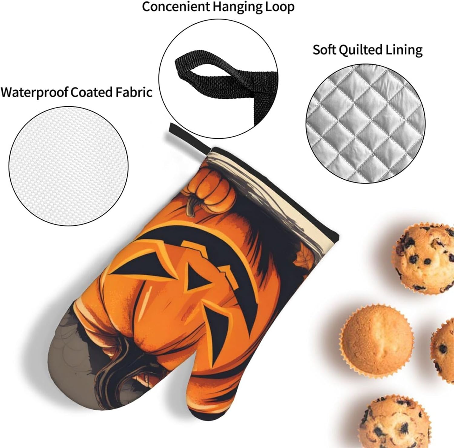 YYHHAOFA Kitchen Baking Set of 3 with Pumpkin Halloween Prints