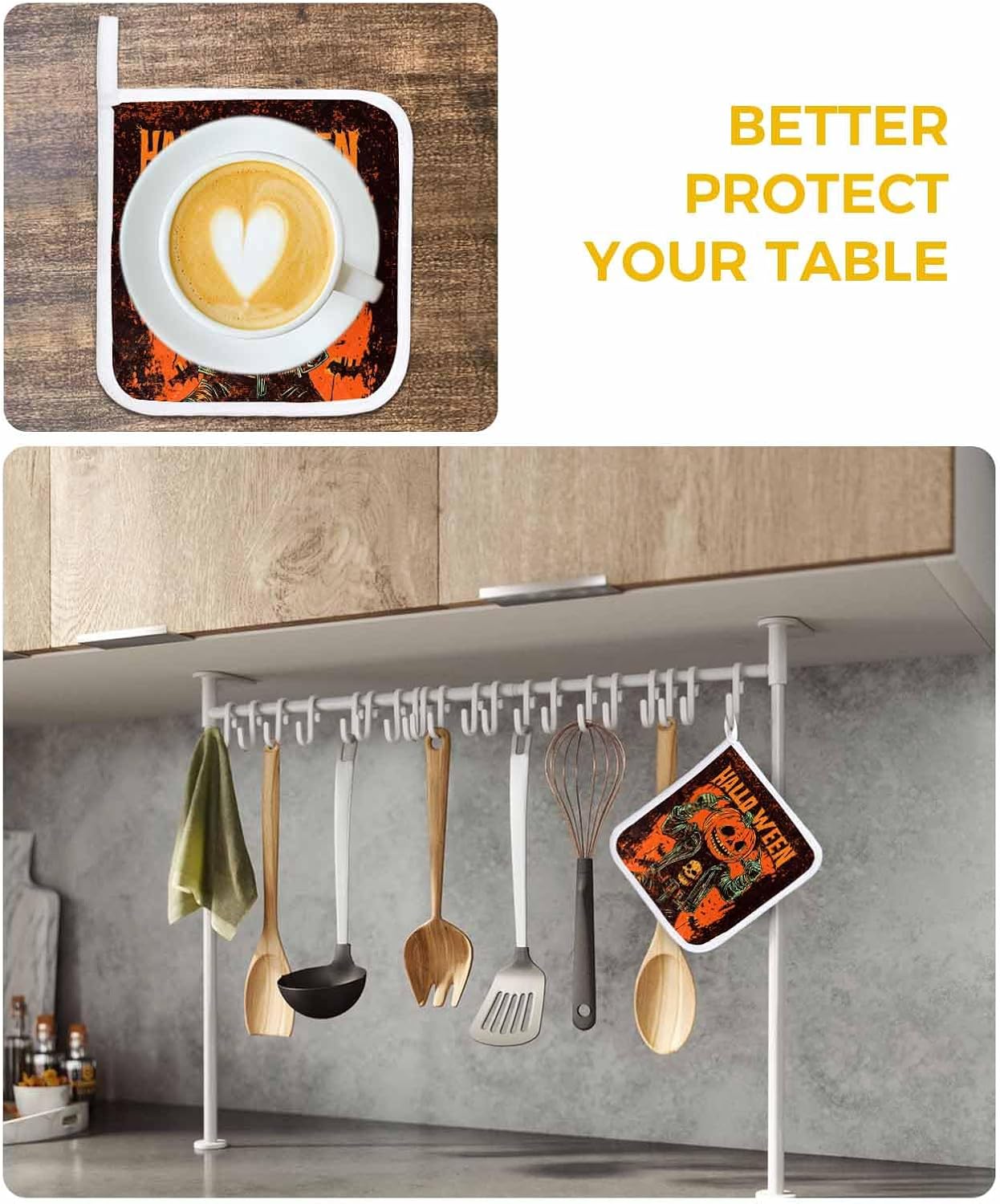Halloween Treat 5-Piece SafeHot Potholders for Oven Kitchen Use