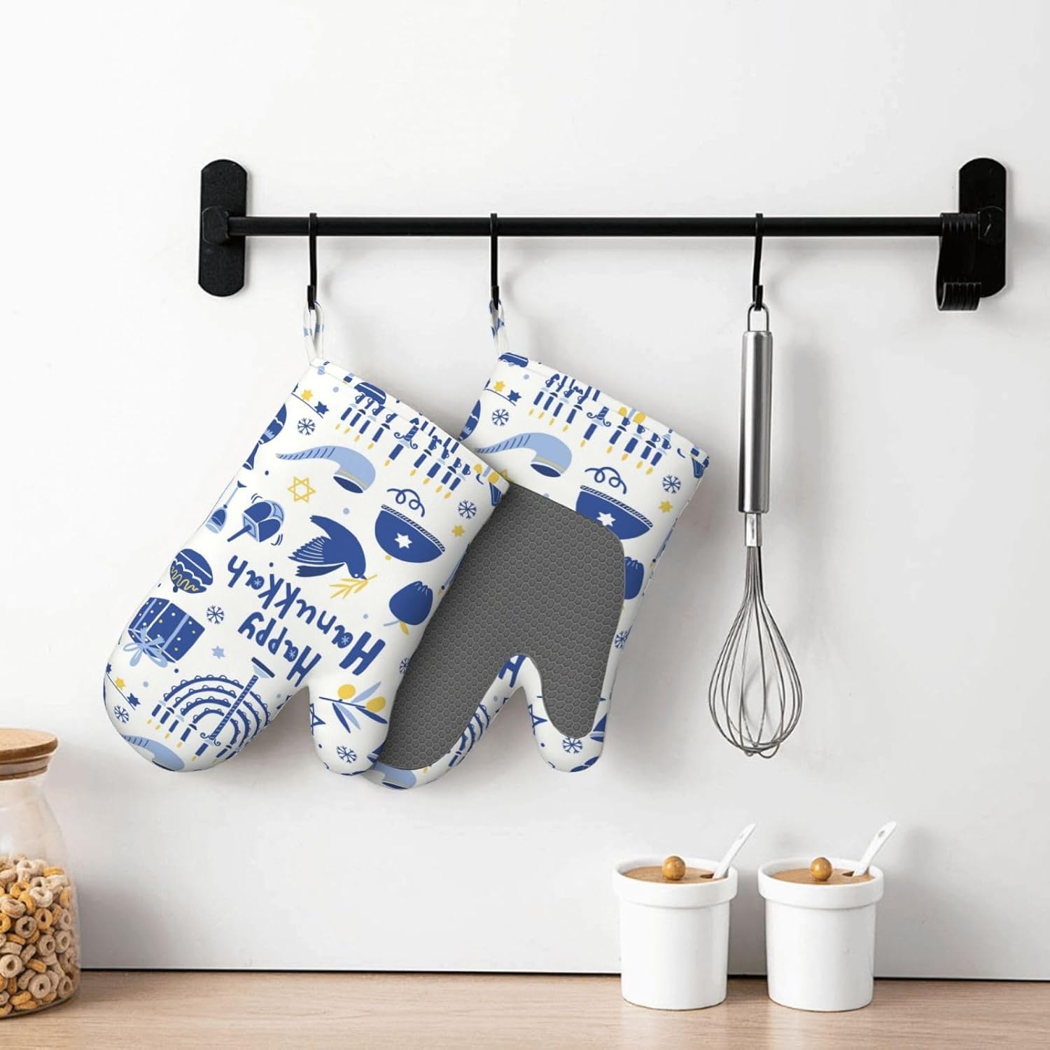 Happy Hanukkah Oven Mitts with Silicone