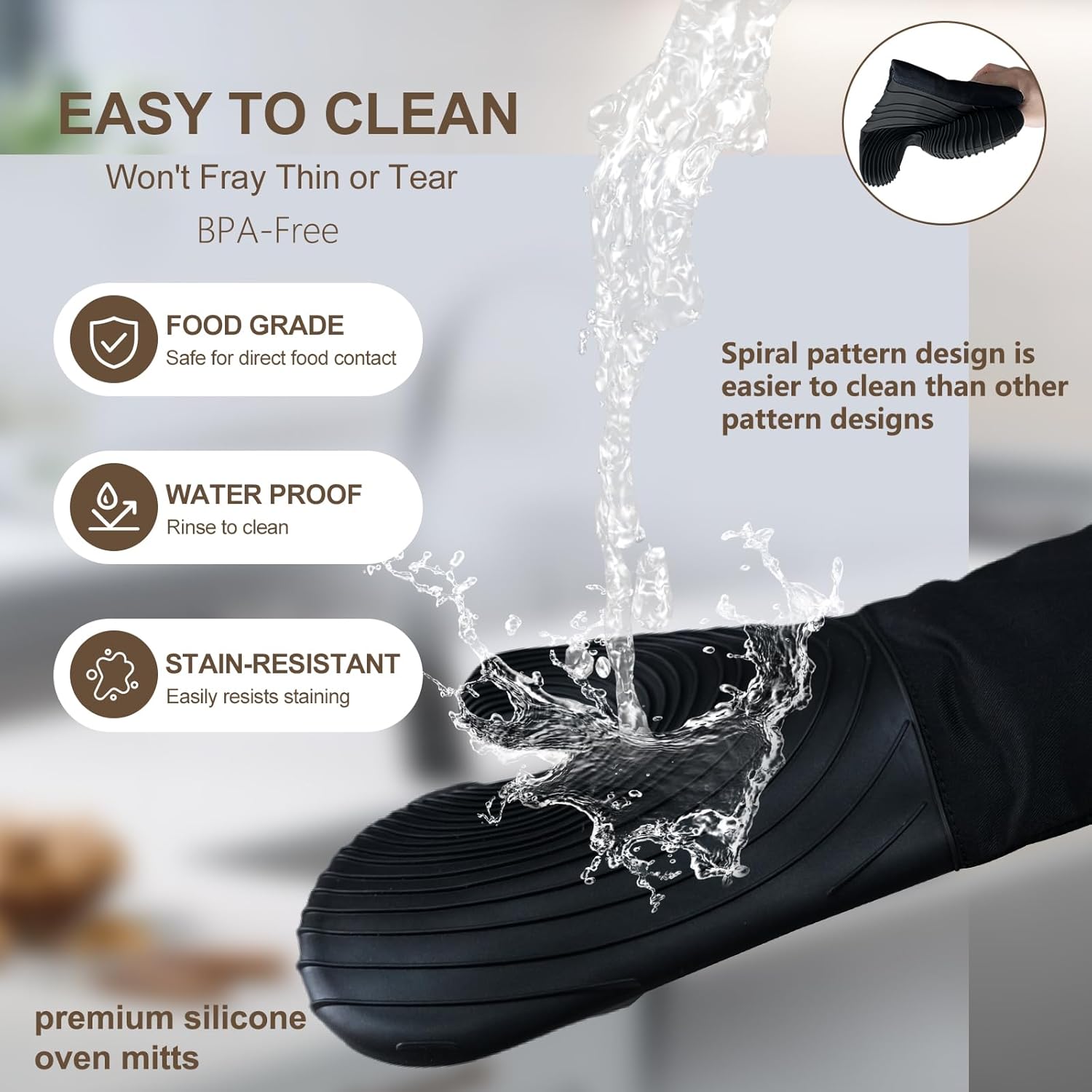 Tayfeim Silicone Oven Mitts - Heat Resistant BPA-Free Easy Clean