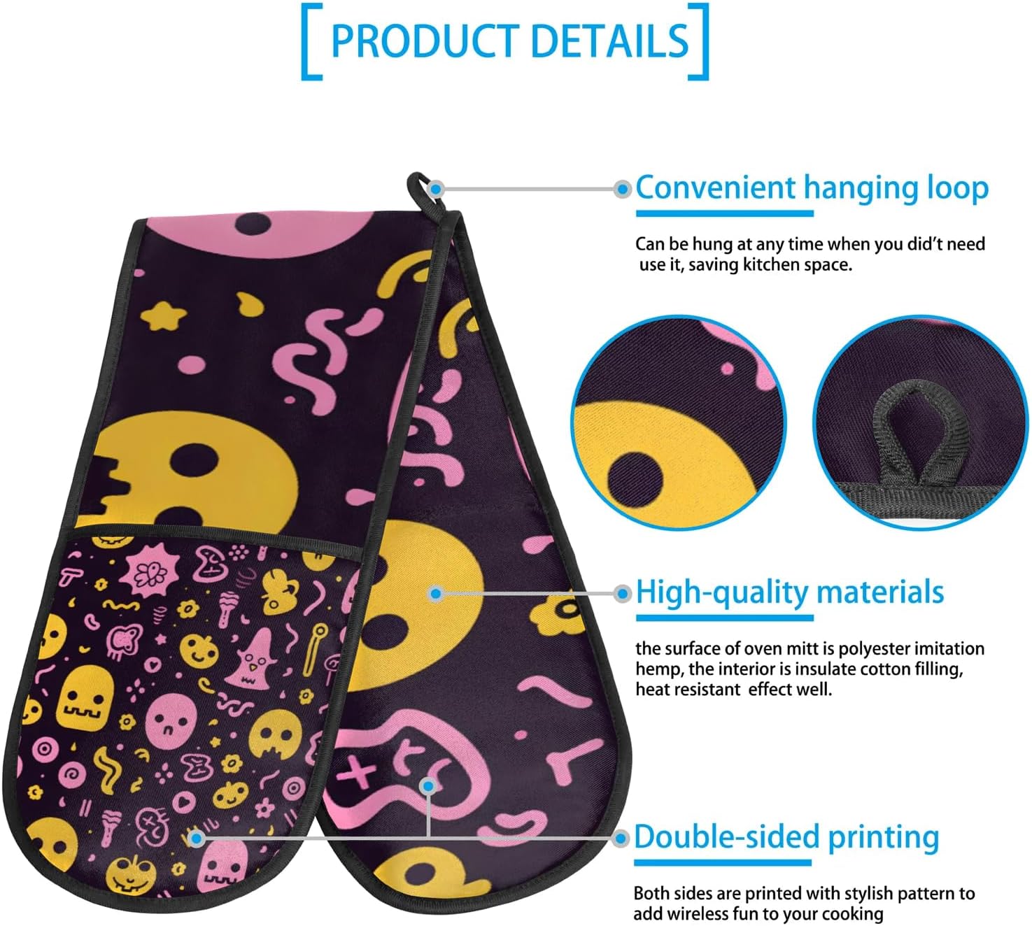 Halloween Abstract Ghosts Double Oven Mitts