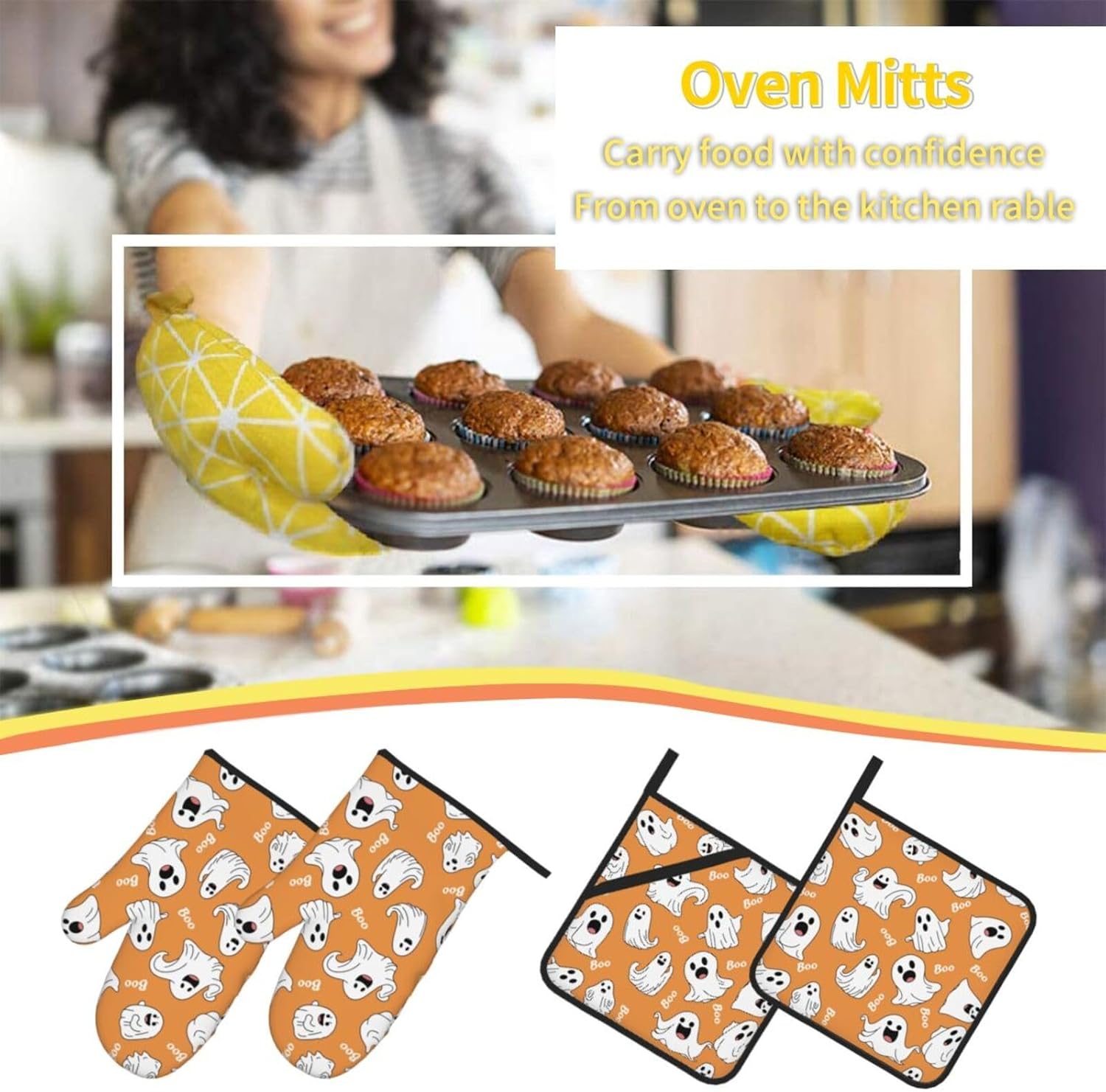 Oven Mitts Potholders Set Halloween Edition