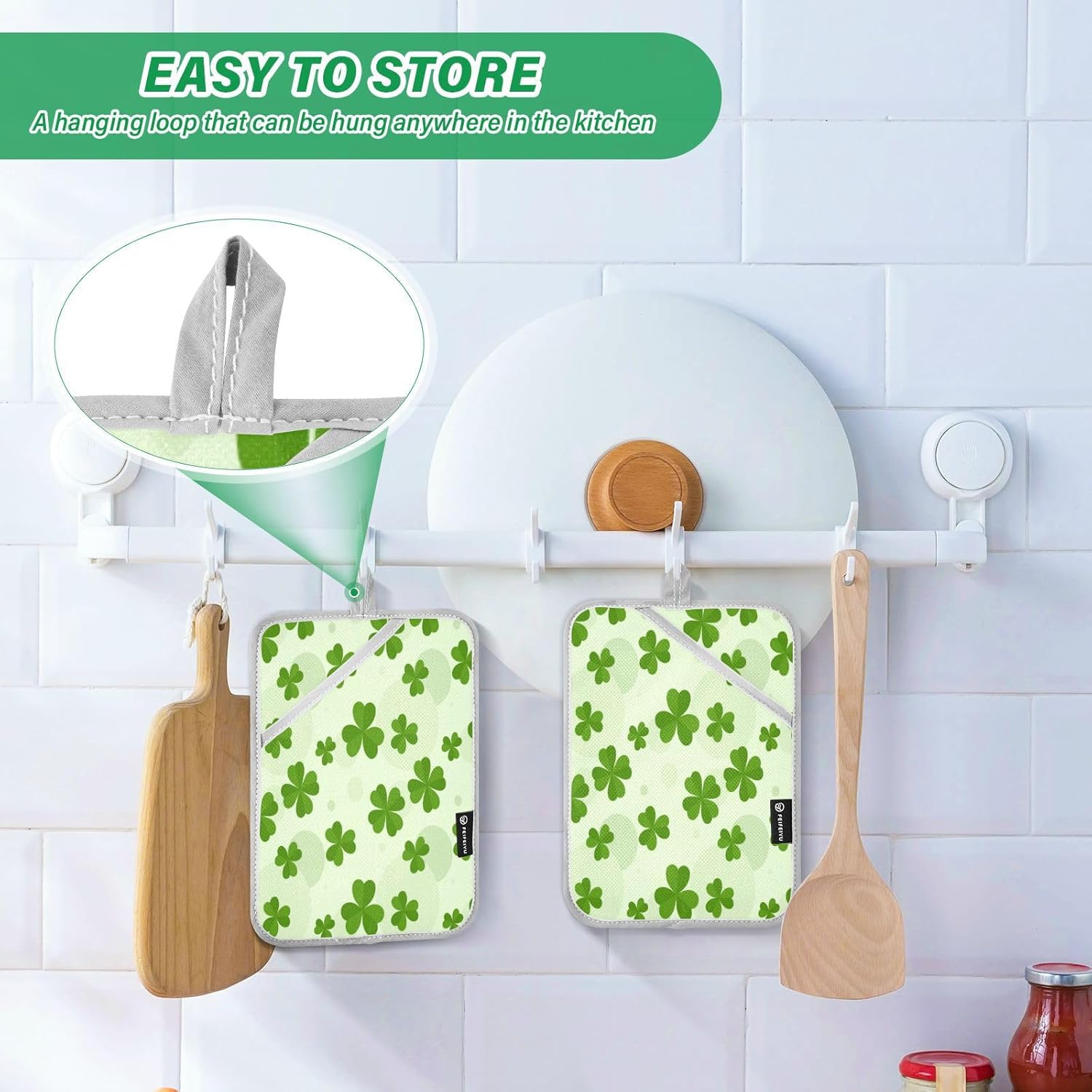 Kcldeci Green Tri Leaf 2-Pack POTHOLDER SET