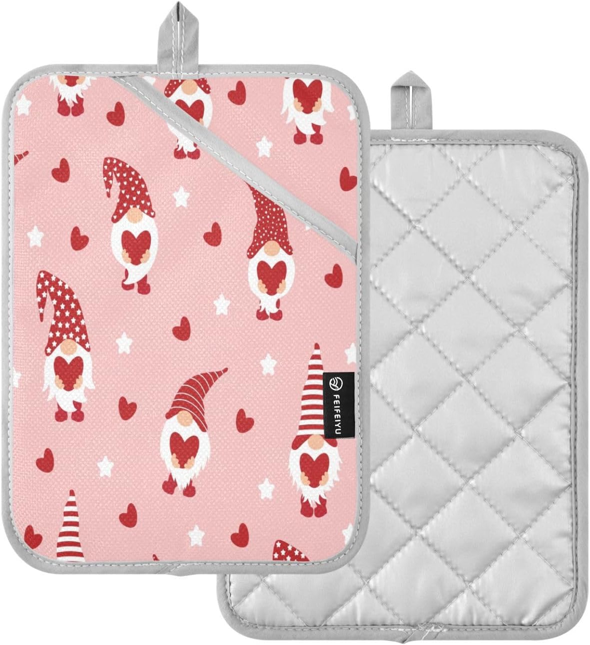 Cute Gnomes Hearts Heat-Resistant POTHOLDER SET