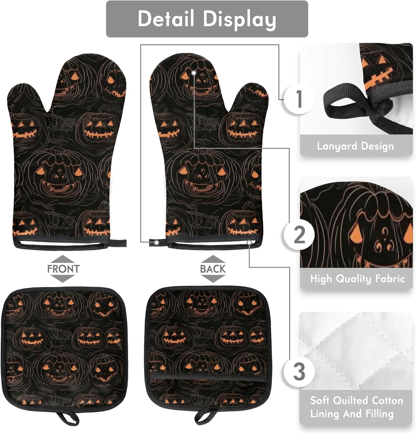 Scary Halloween Pumpkin Oven Mitt Set