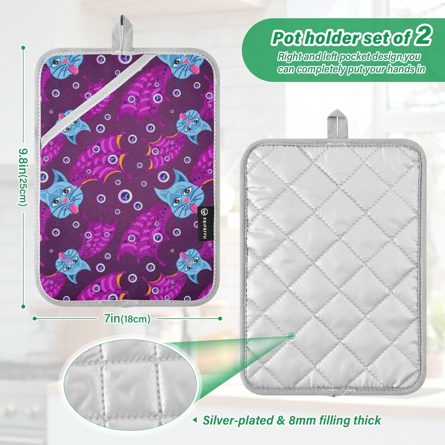 Exclusive Halloween Cat Face Potholders Set for Baking Cooking