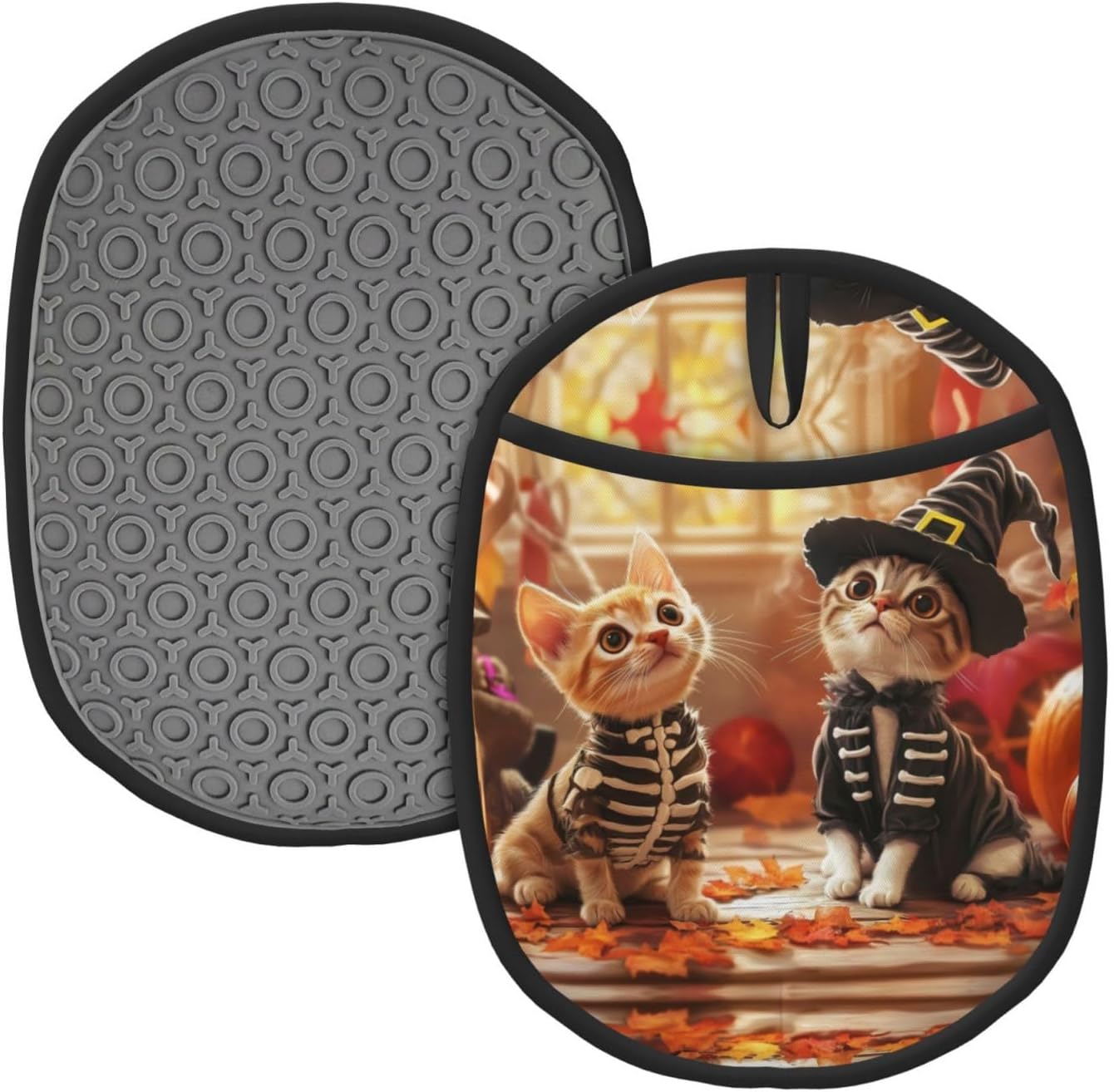 VOSERY Halloween Cat Dog Oven Mitts with Pocket
