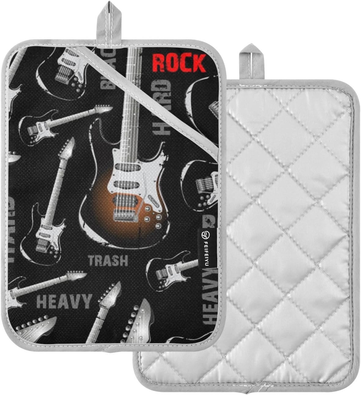 Dalzium Electric Guitar Rock Music Potholder Set - Heat-Resistant