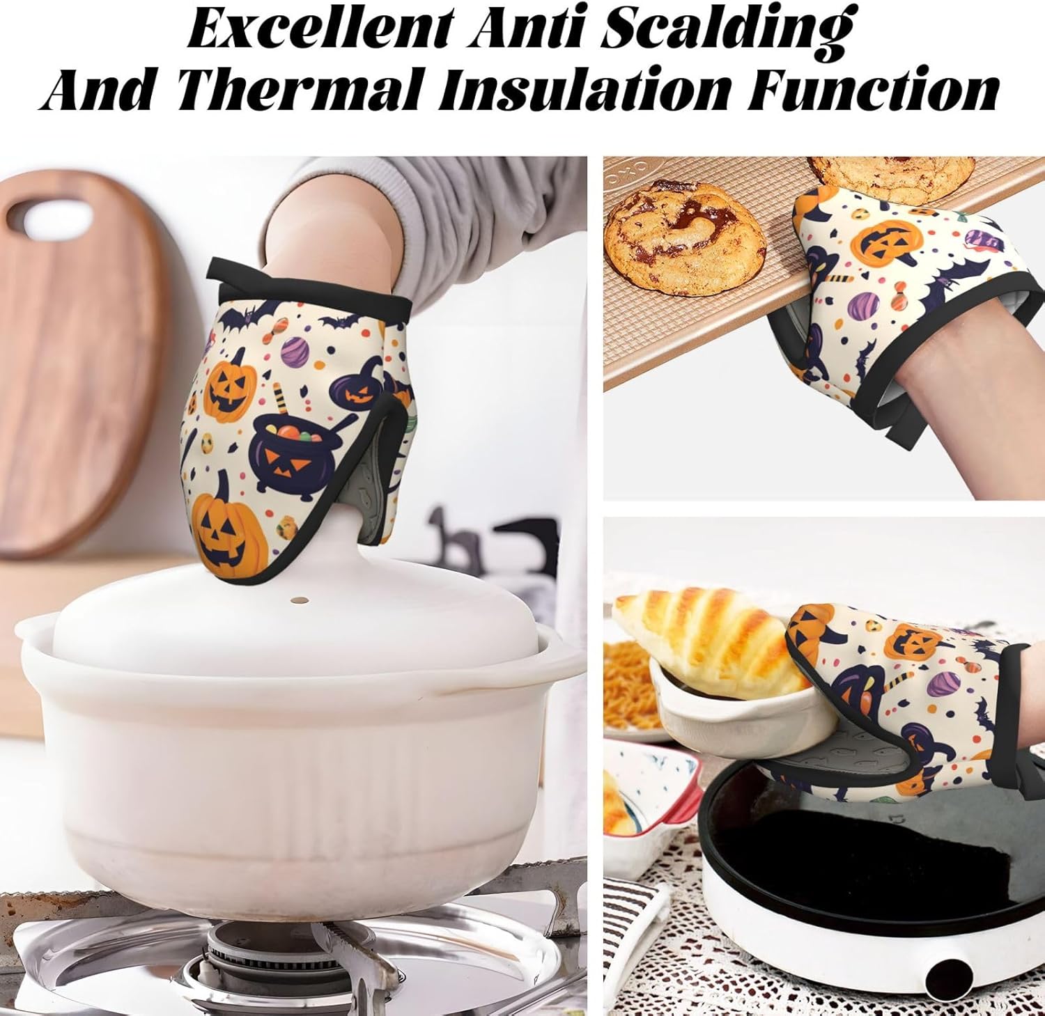 Halloween Themed Pumpkins Silicone Oven Mitts