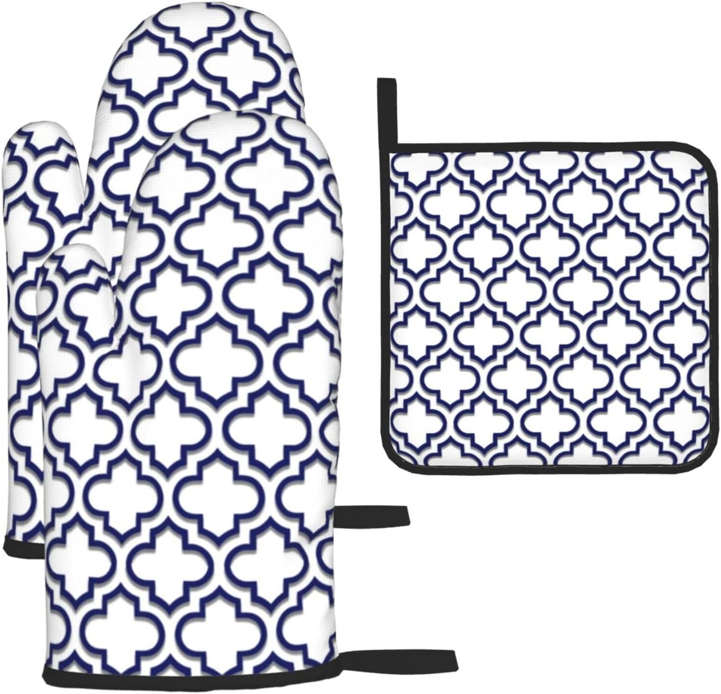 Jinoarob 3-Piece Oven Mitt and Pot Holder Set Heat Resistant Kitchenware