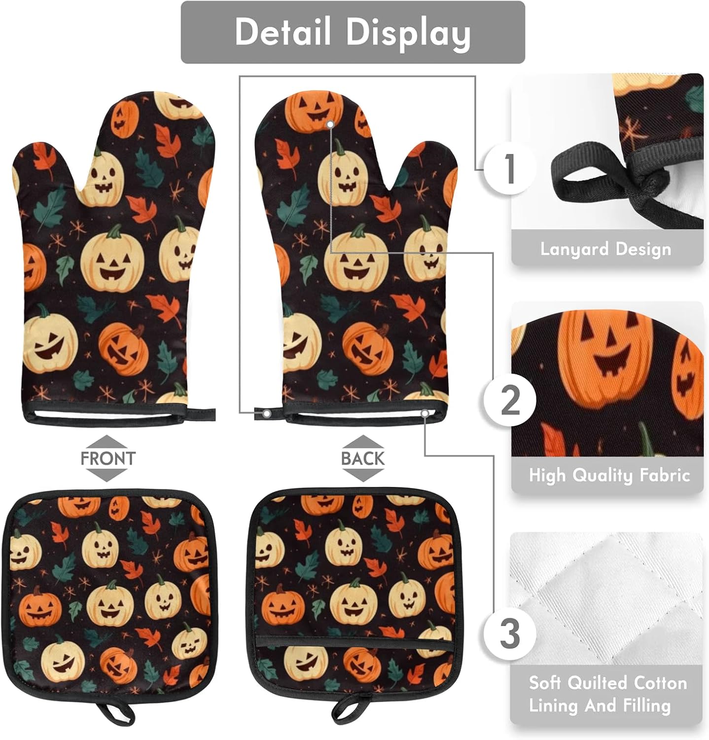 Cute Pumpkins Halloween Oven Mitts Potholders