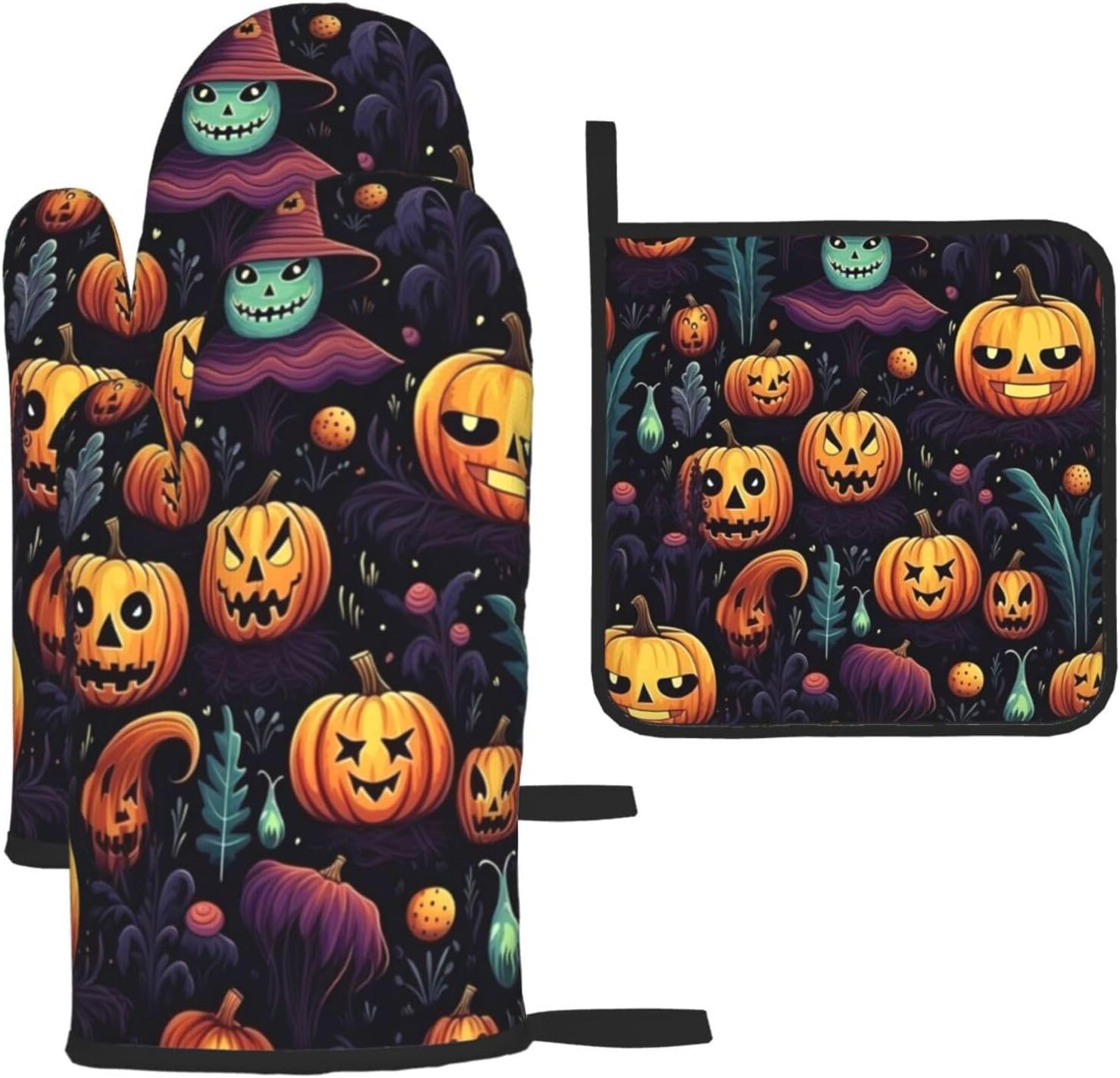 Spooky Halloween Heat-Resistant Oven Mitts for Grilling Cooking