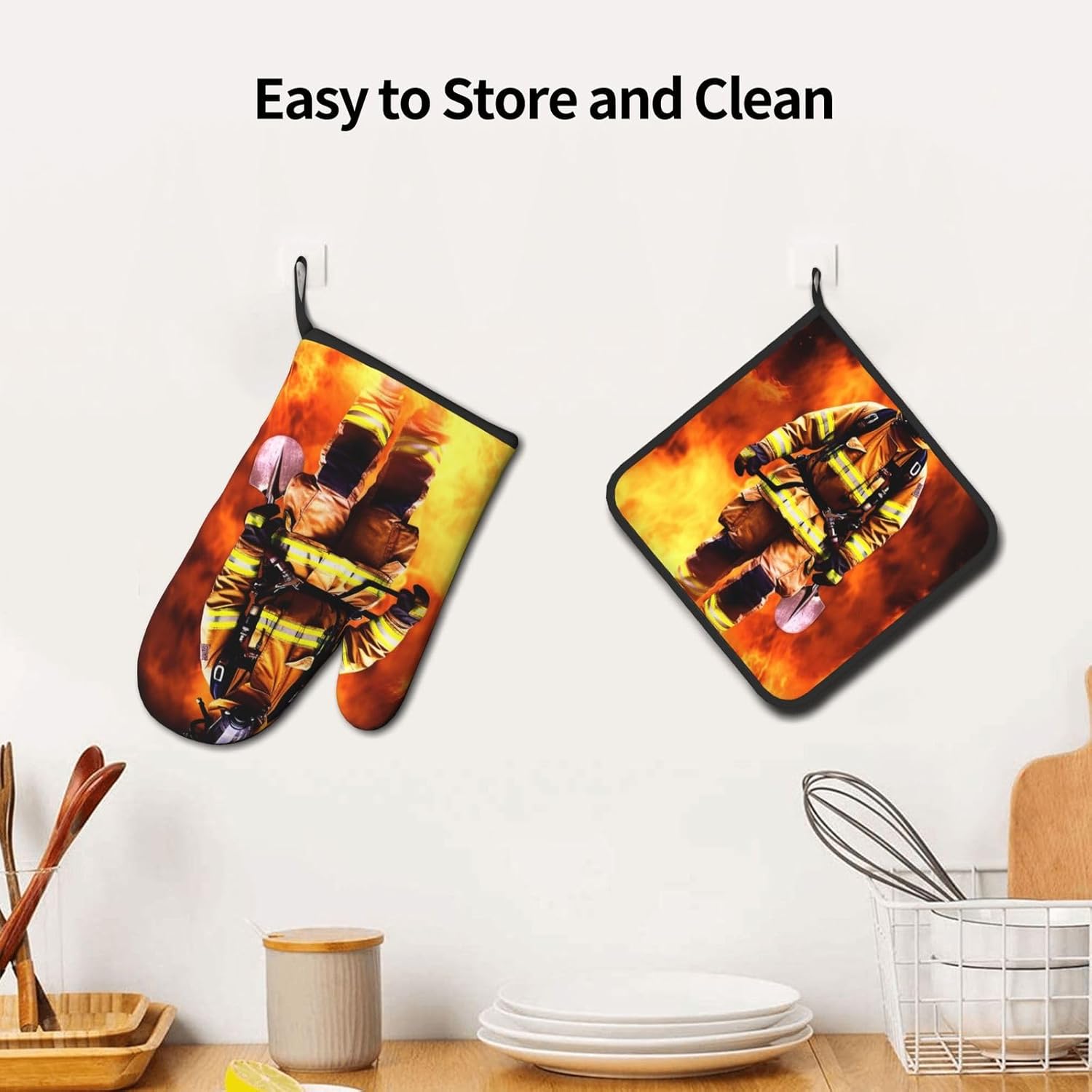 Oven Mitts Pot Holders Set Heat-Resistant for Kitchen Use