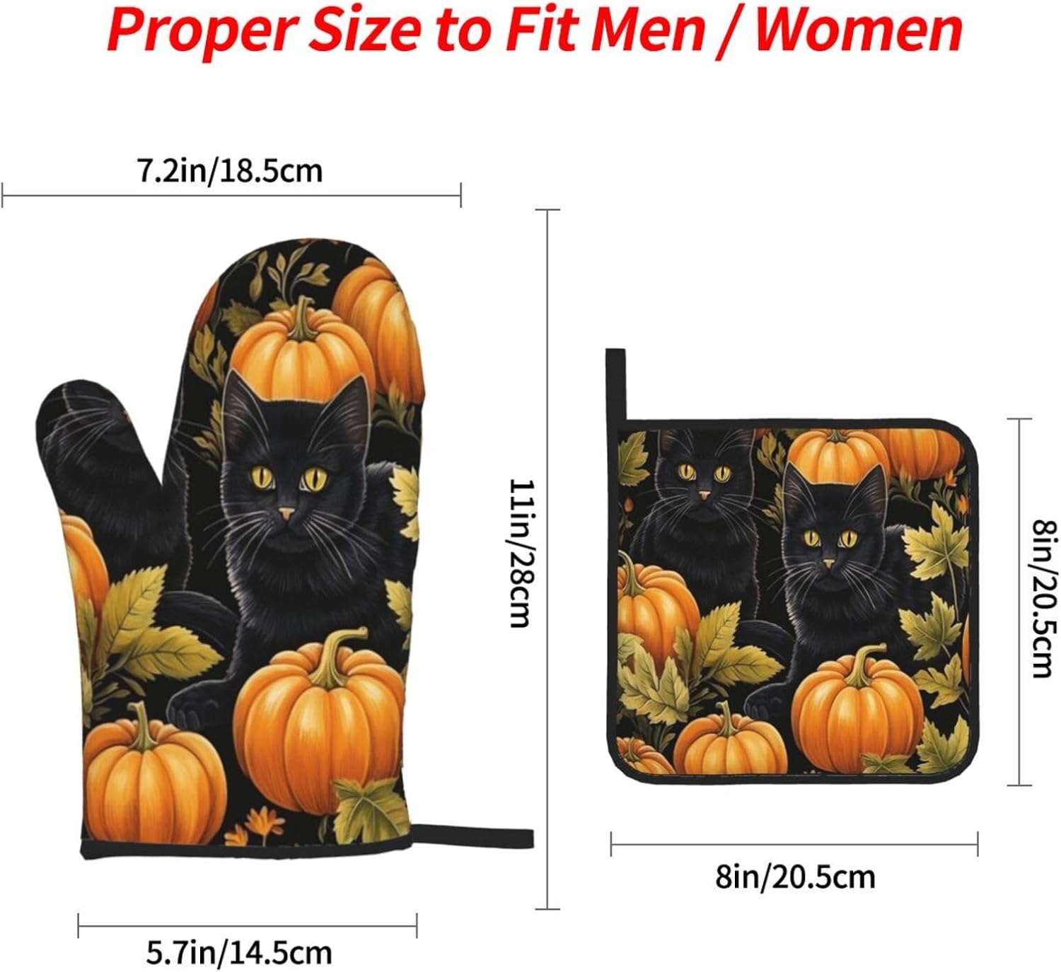 Halloween Treat Safe Oven Mitts Pot Holders for Baking BBQ