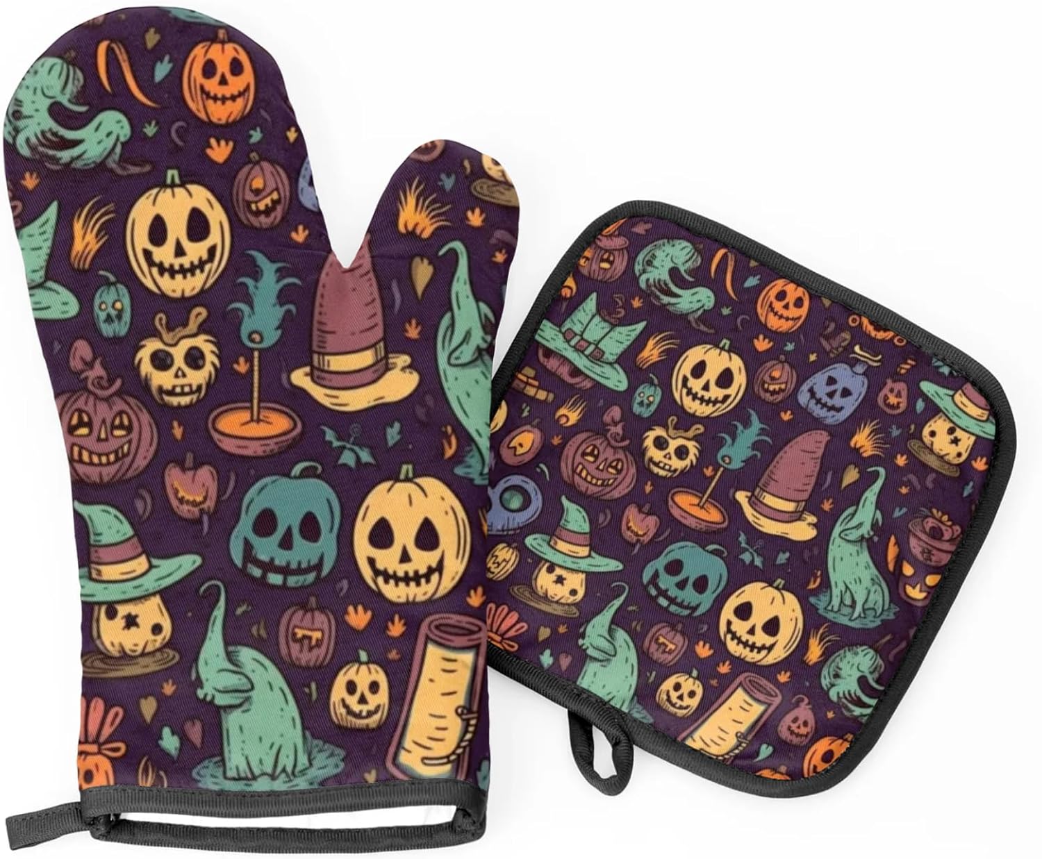 Halloween Abstract Pumpkins Oven Mitts Pot Holders
