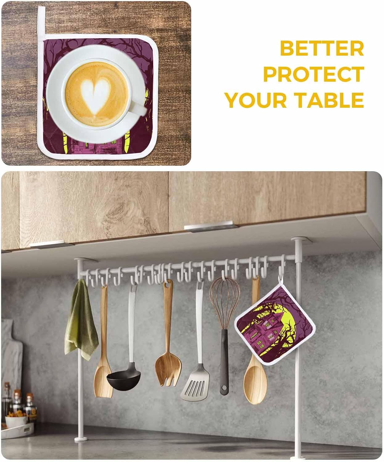 Festive Halloween Pot Holder Heat Insulation Oven Mitt Easy Clean Loop Trivet