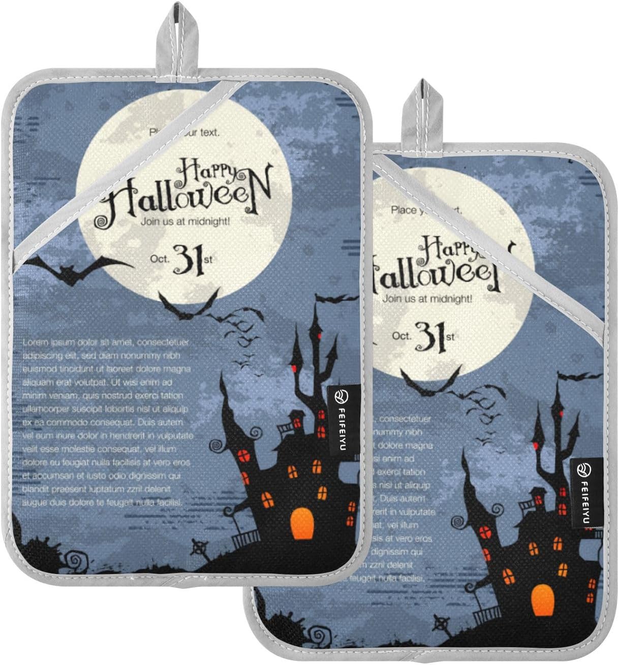 Halloween Castle Bat 2-Piece Potholders